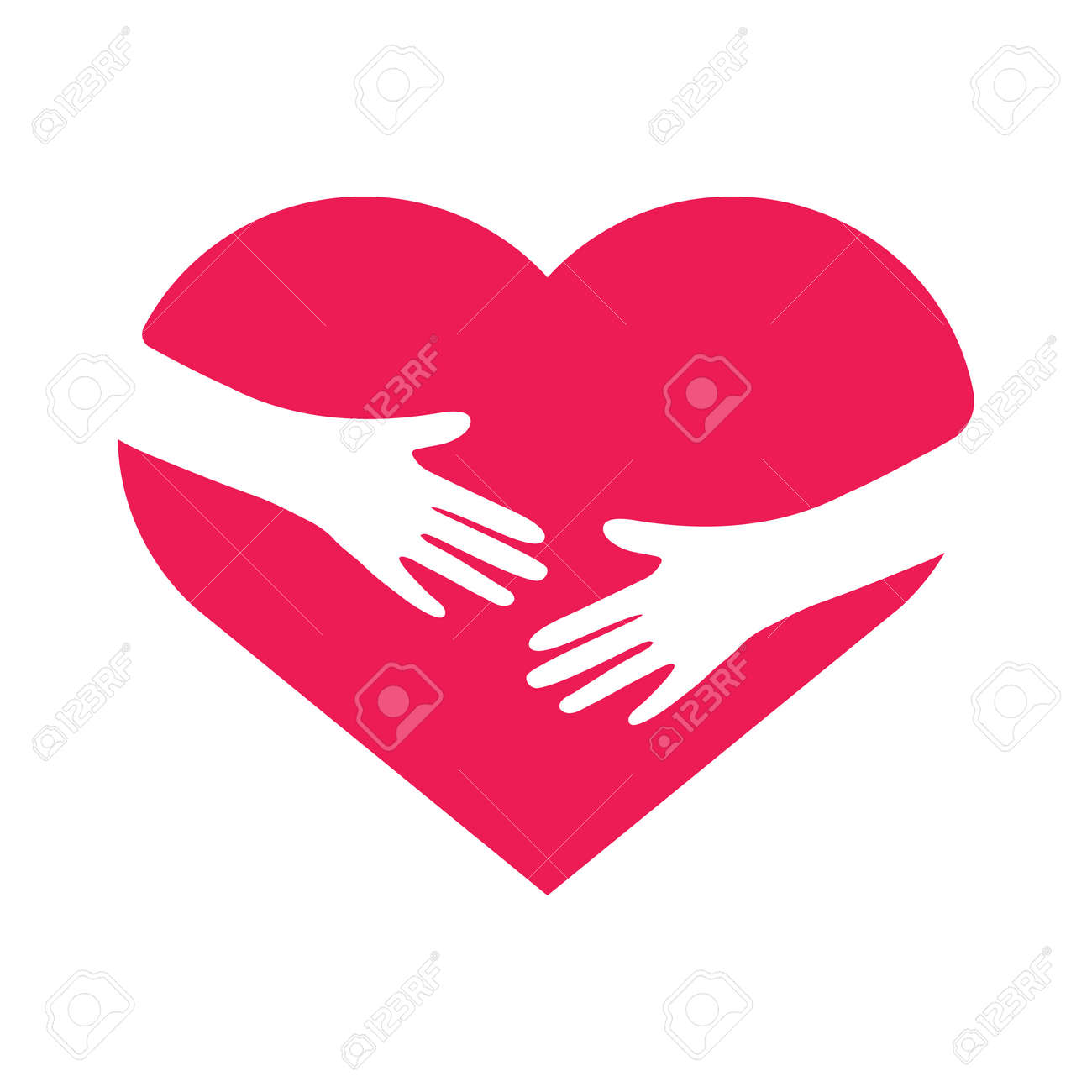 Hand embracing heart. Love yourself concept. Volunteer support flat sign. Vector illustration. - 169764555 Hand embracing heart. Love yourself concept. Volunteer support flat sign. Vector illustration. - 169764555
