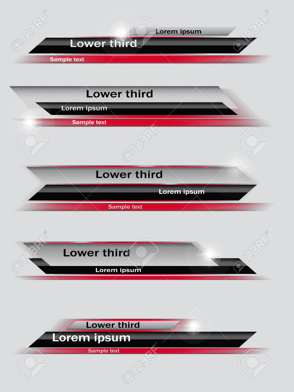 set of red black gray banners of lower third vector illustration lower third