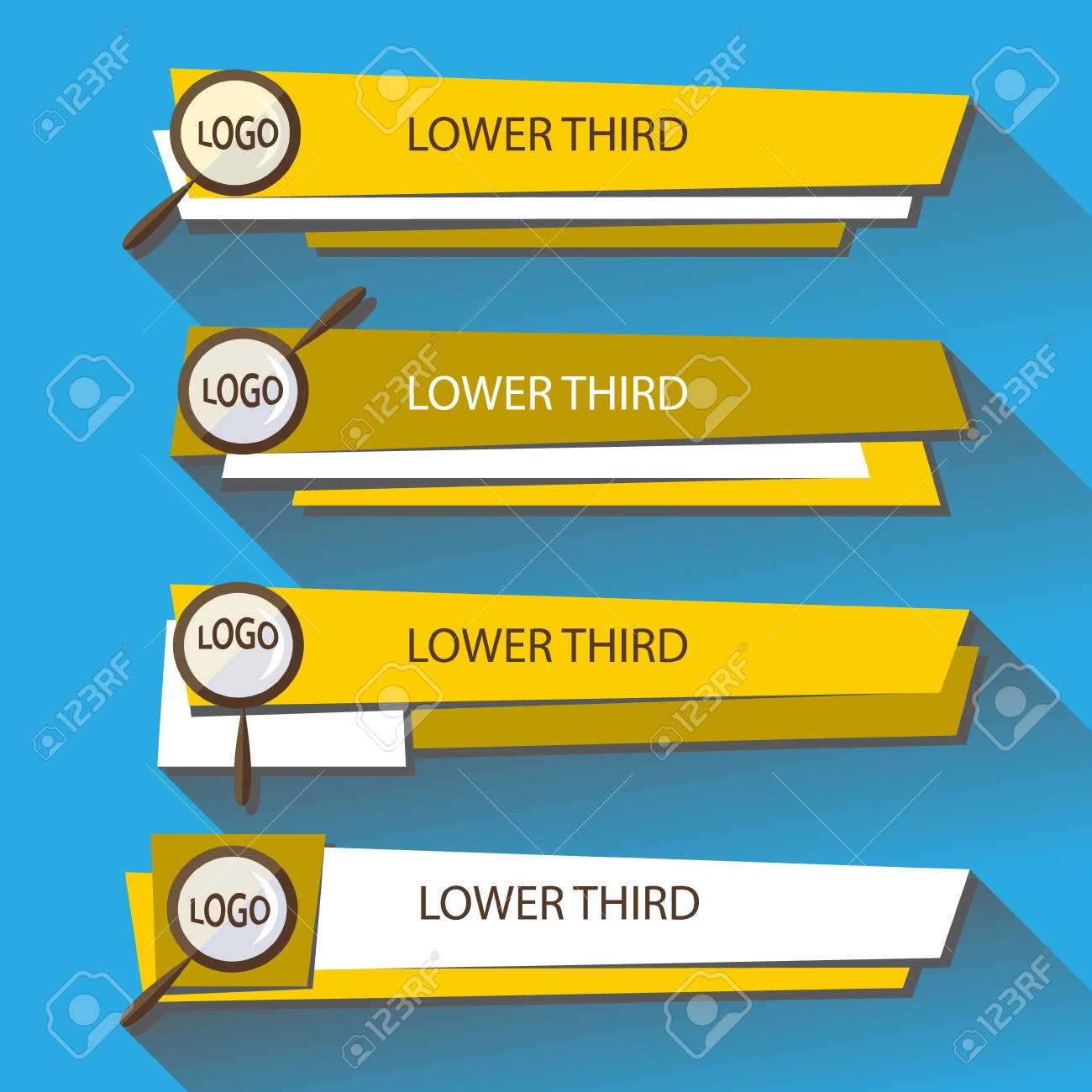 set banners lower third in the yellow and white colors on a lower third