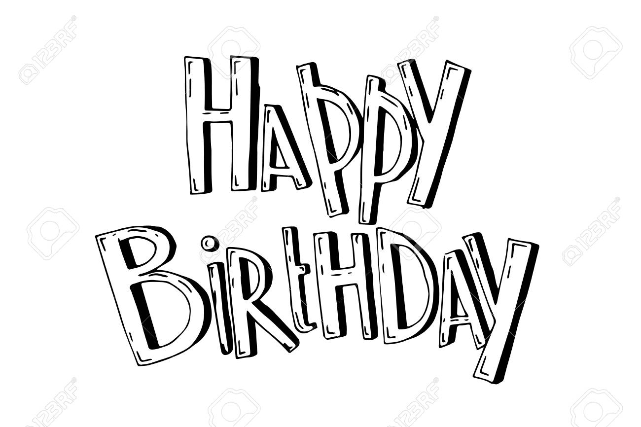 幸せな誕生日パーティ要素ベクトル セット 誕生日パーティーの手書き のイラスト素材 ベクタ Image