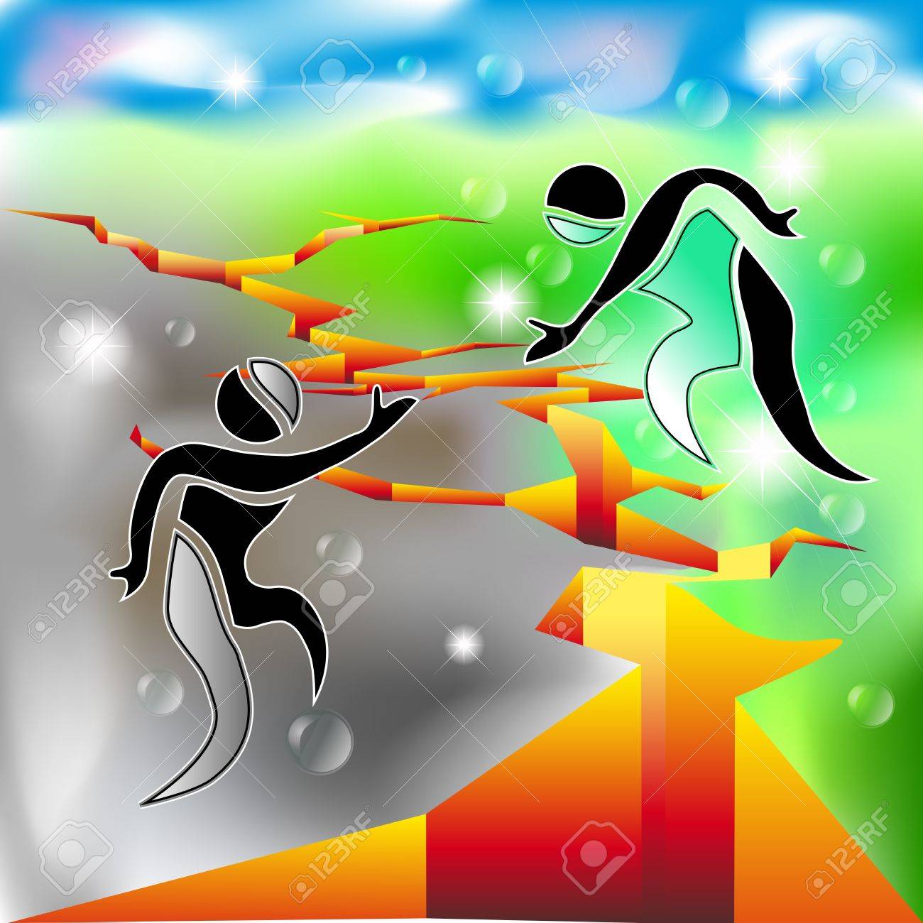 crack with 2 men in requesting help helping attitude royalty free requesting help
