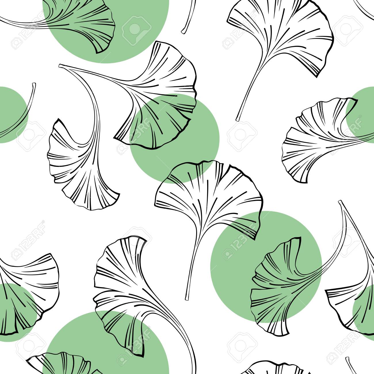 Vector seamless background with Ginkgo biloba leaves - 146127296 Vector seamless background with Ginkgo biloba leaves - 146127296