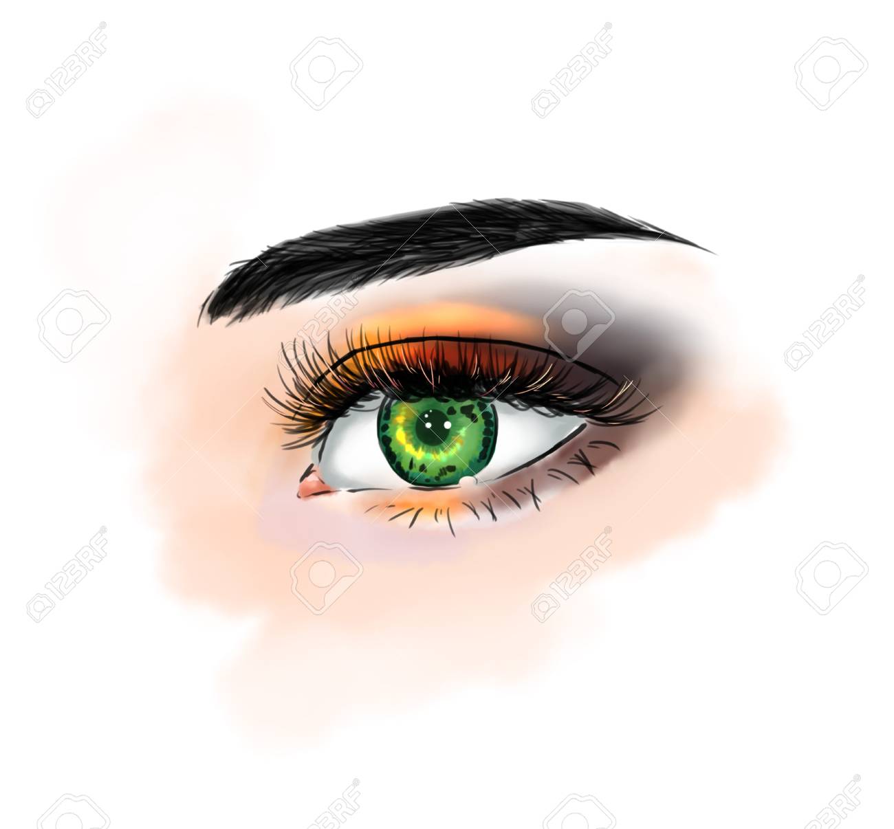 Close Up With Beautiful Eyes With Long Eyelashes Fashionable