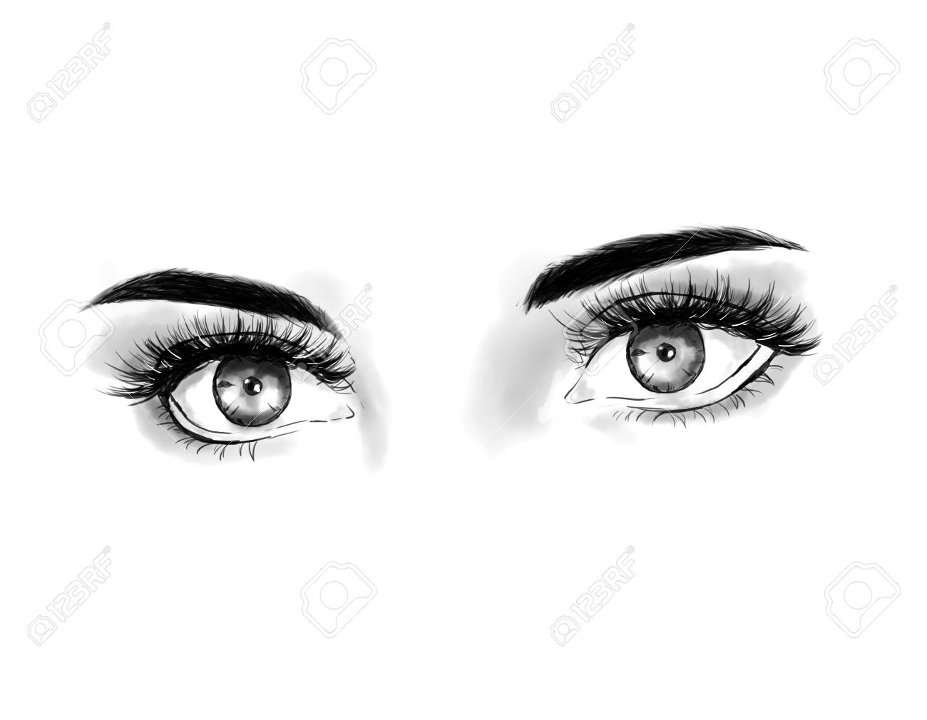 Close Up With Beautiful Eyes With Long Eyelashes Fashionable