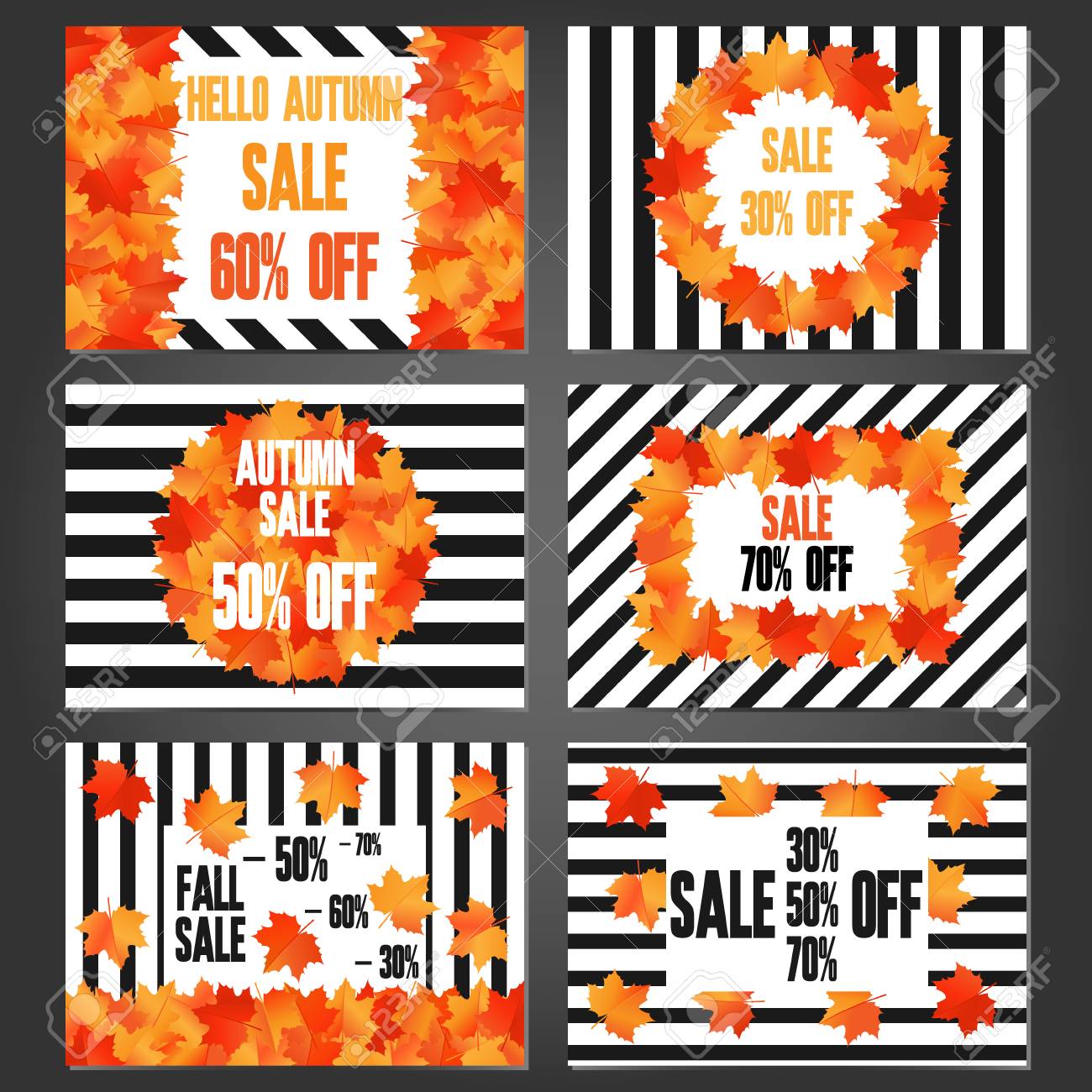 set of autumn sale banners and promotional flyer templates promotional templates