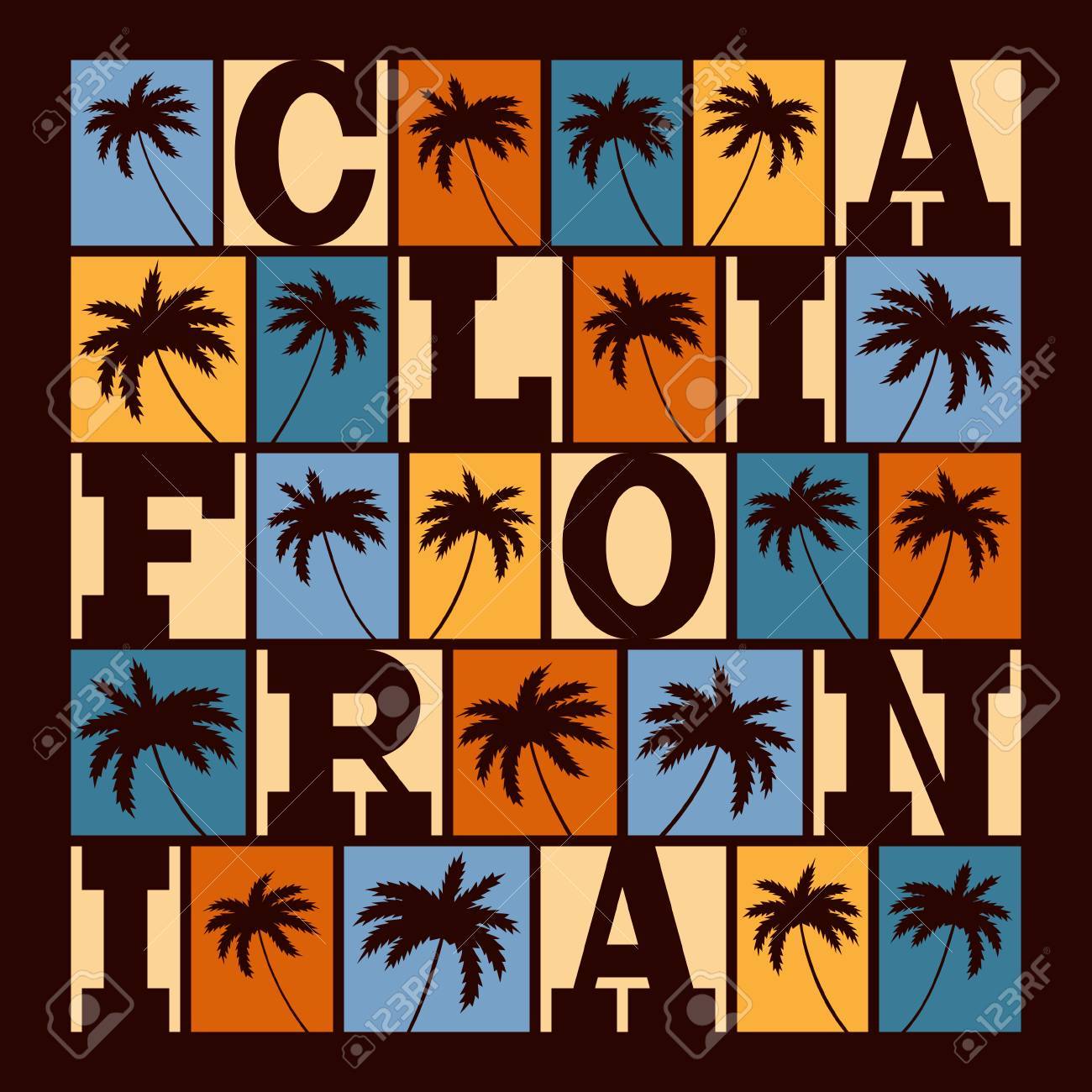 california typography graphics concept in vintage style for fashion design templates to print