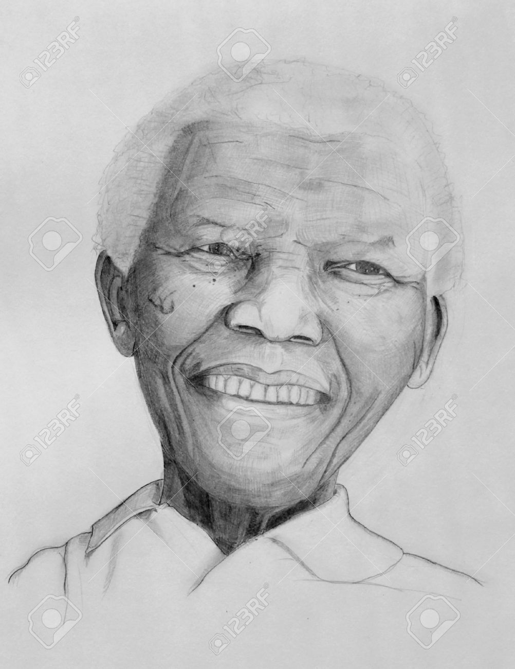 Geneva july 21 nelson mandela drawing portrait on paper with