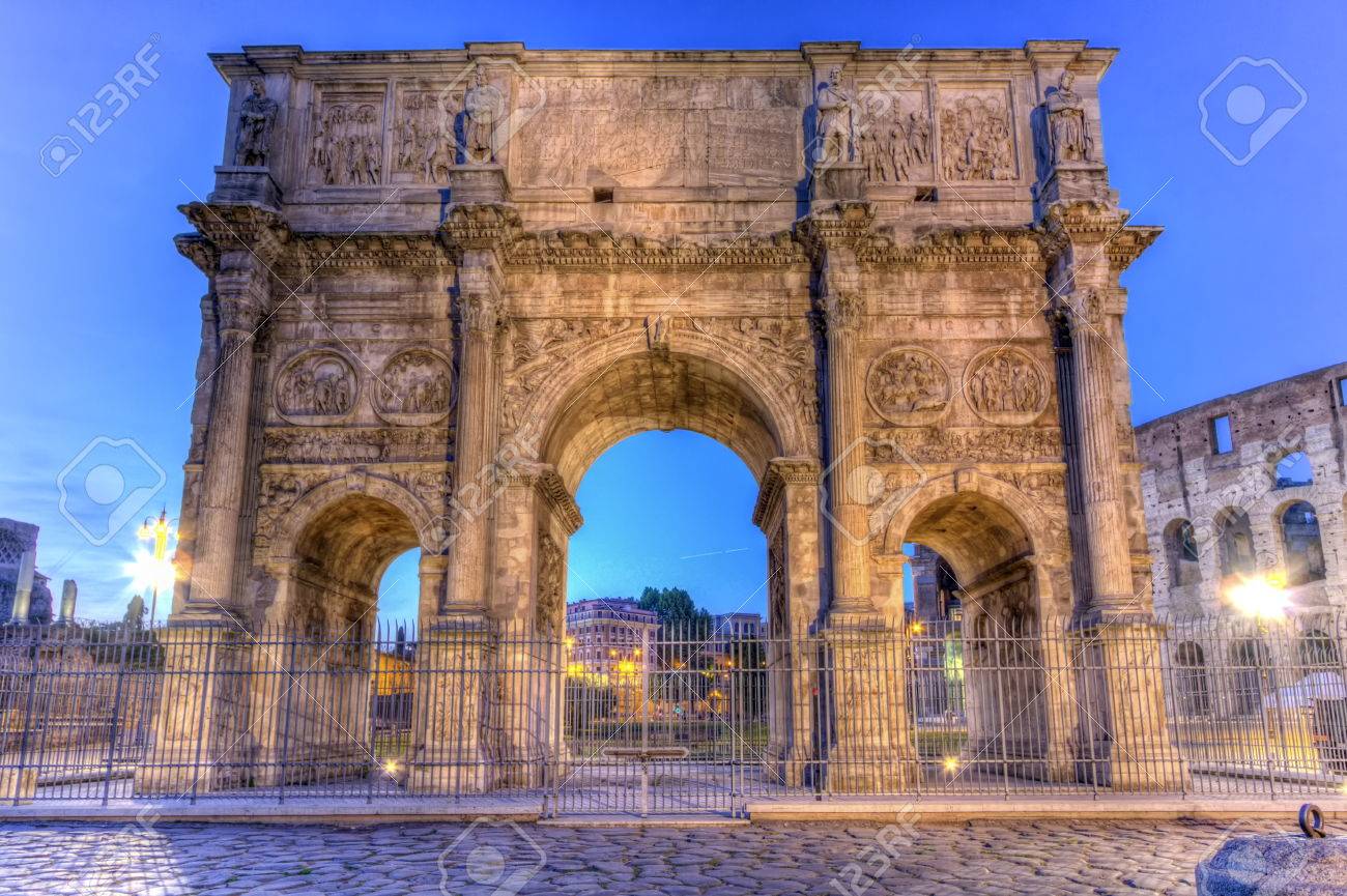 Arch Of Constantine By Night In Rome Italy Hdr Stock Photo Picture And Royalty Free Image Image