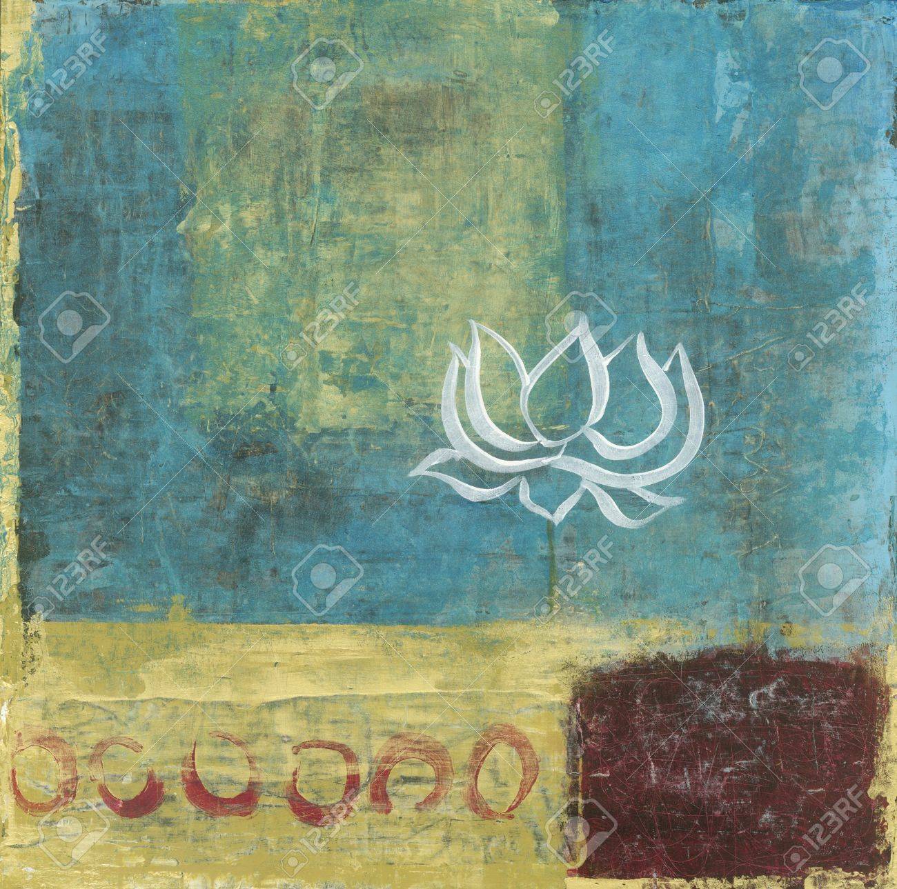 Abstract background painting with a single simple lous blossom - 17168004 Abstract background painting with a single simple lous blossom - 17168004