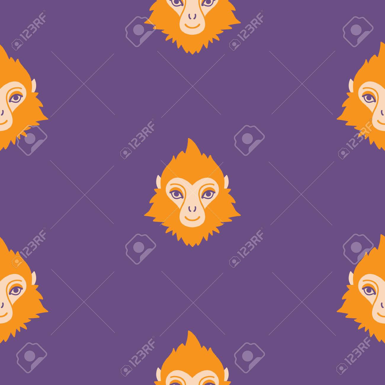 Monkey Seamless Vector Pattern Chinese Zodiac Symbol Repeating - 