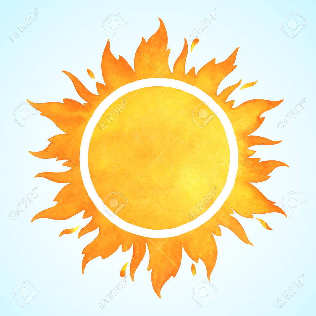 Watercolor vector sun with crown and sparks. Fire circle frame. Sun shape or flame border with space for text. - 53166047 Watercolor vector sun with crown and sparks. Fire circle frame. Sun shape or flame border with space for text. - 53166047