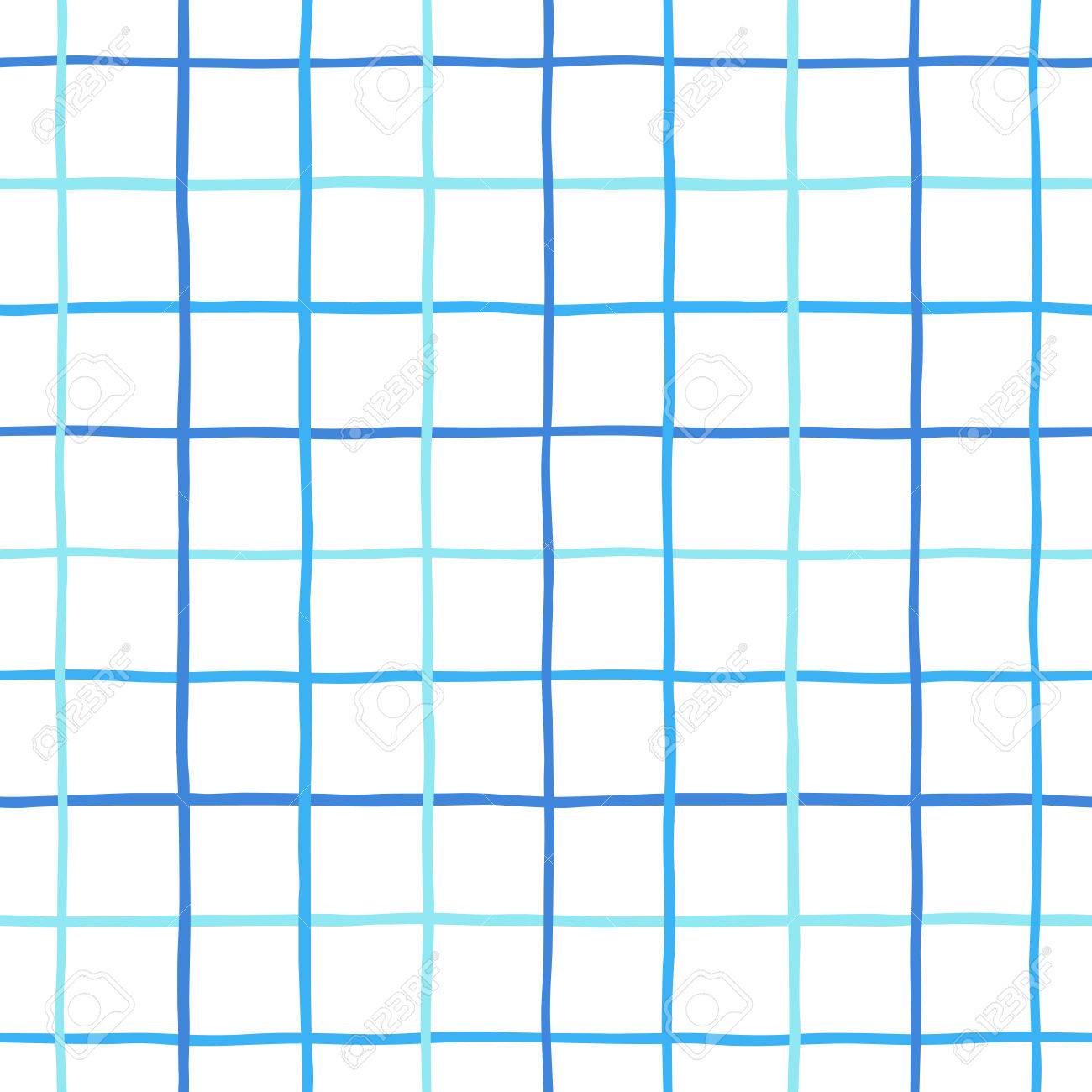 正方形 格子縞のベクターのシームレスなパターンをチェックしました 垂直方向と水平方向の手描き青のストライプを横断します 格子 模様の幾何学的な背景 青の段違い平行棒 のイラスト素材 ベクタ Image