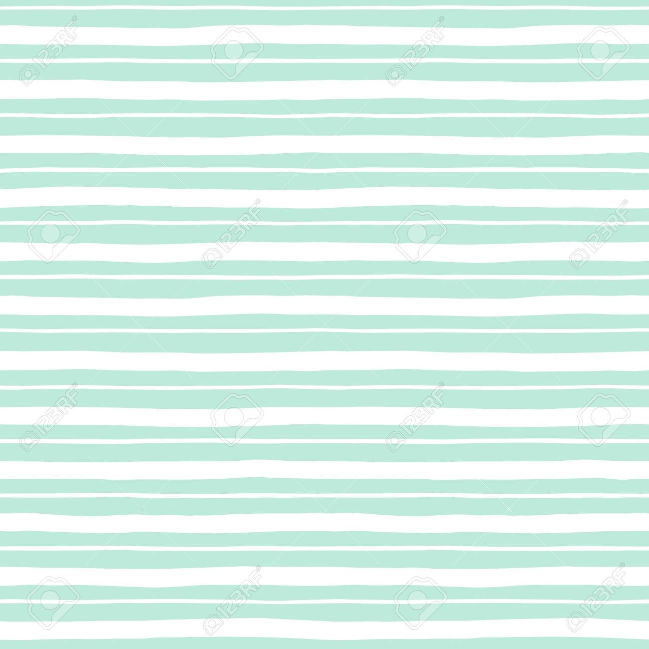 ストライプのシームレスなパターン 異なる幅の段違い平行棒を手描き ストライプの抽象テンプレート フリーハンド描画縞模様のテクスチャです ミント グリーンの背景に白のストライプ のイラスト素材 ベクタ Image