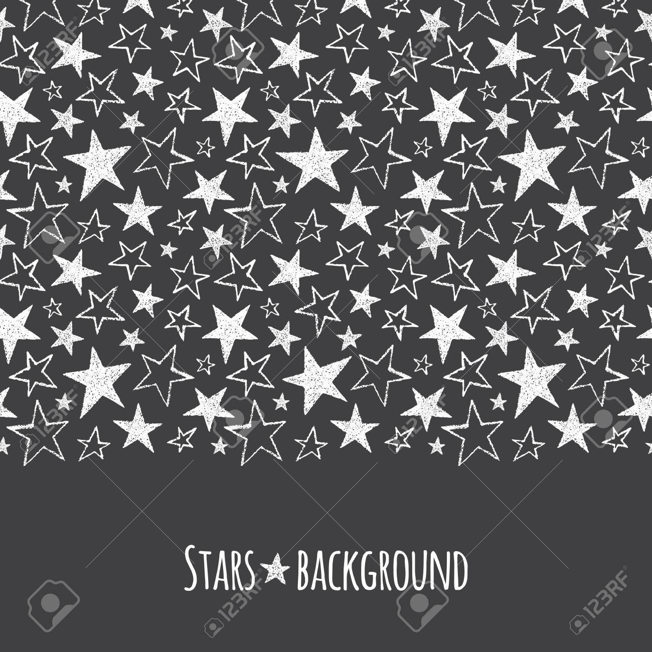 stars border seamless in horizontal direction brush or chalk