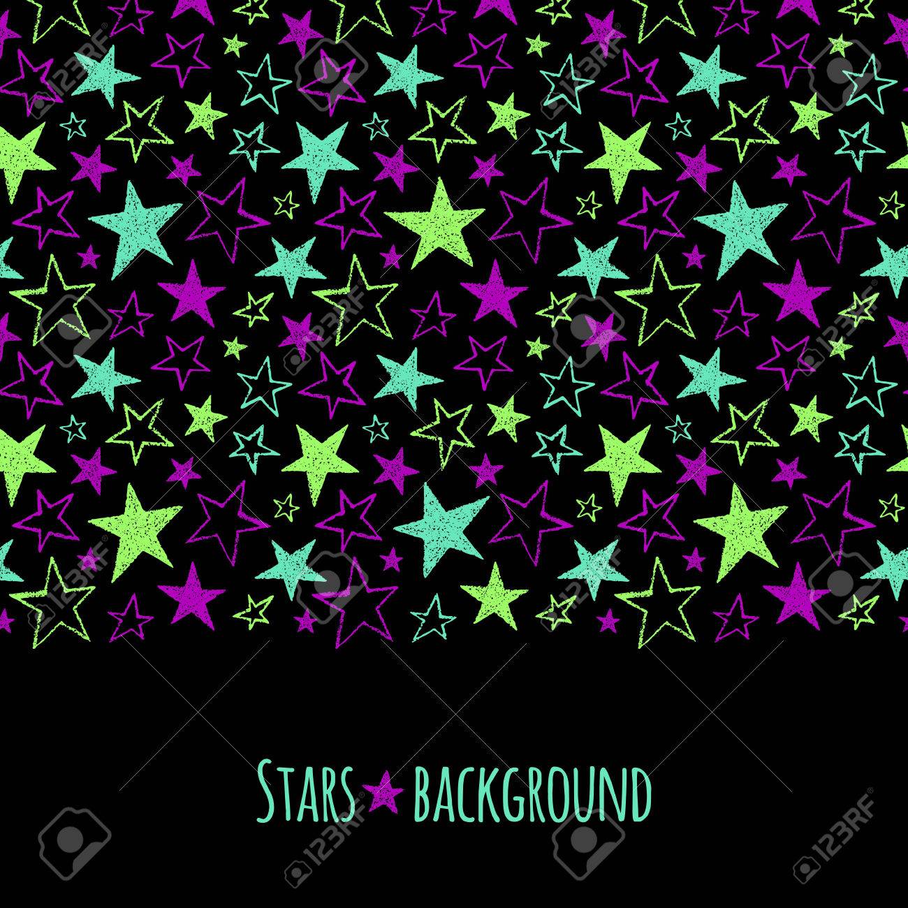 colorful stars border seamless in horizontal direction brush