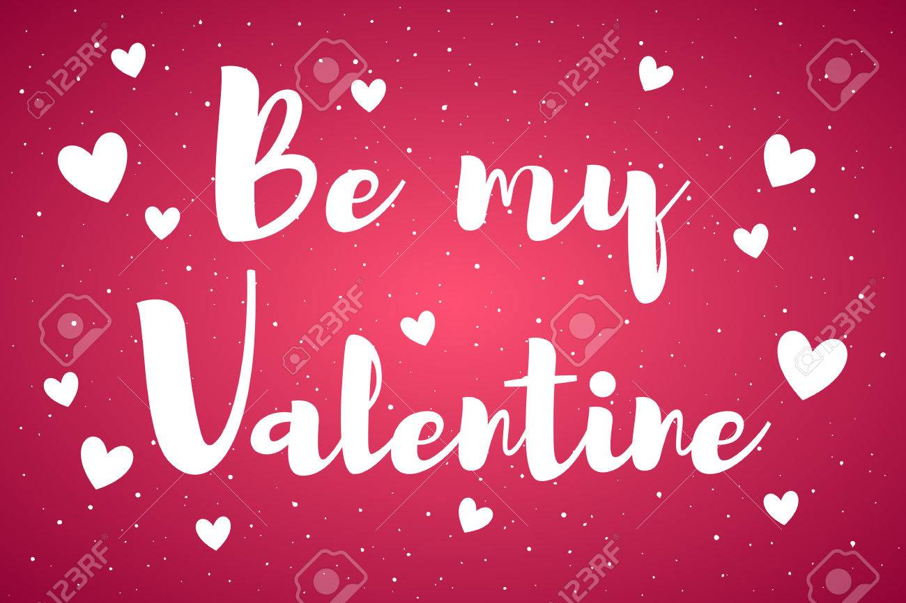 be my valentine card with greetings valentines day illustration