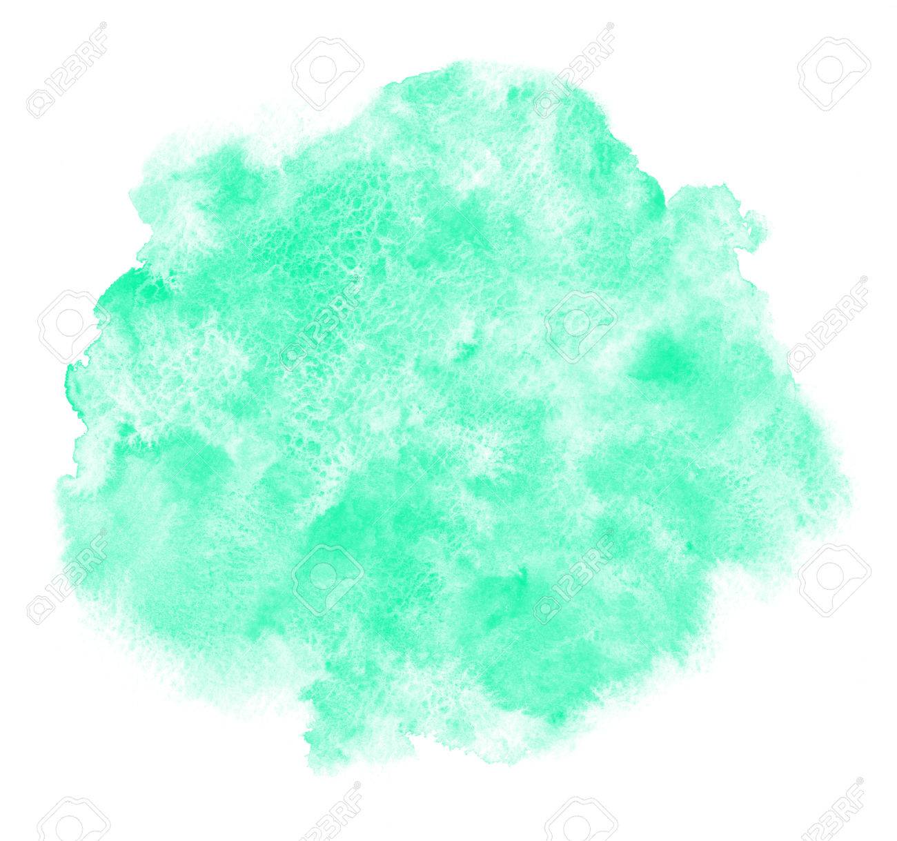 Mint Green Watercolor Background With Stains And Uneven Edges