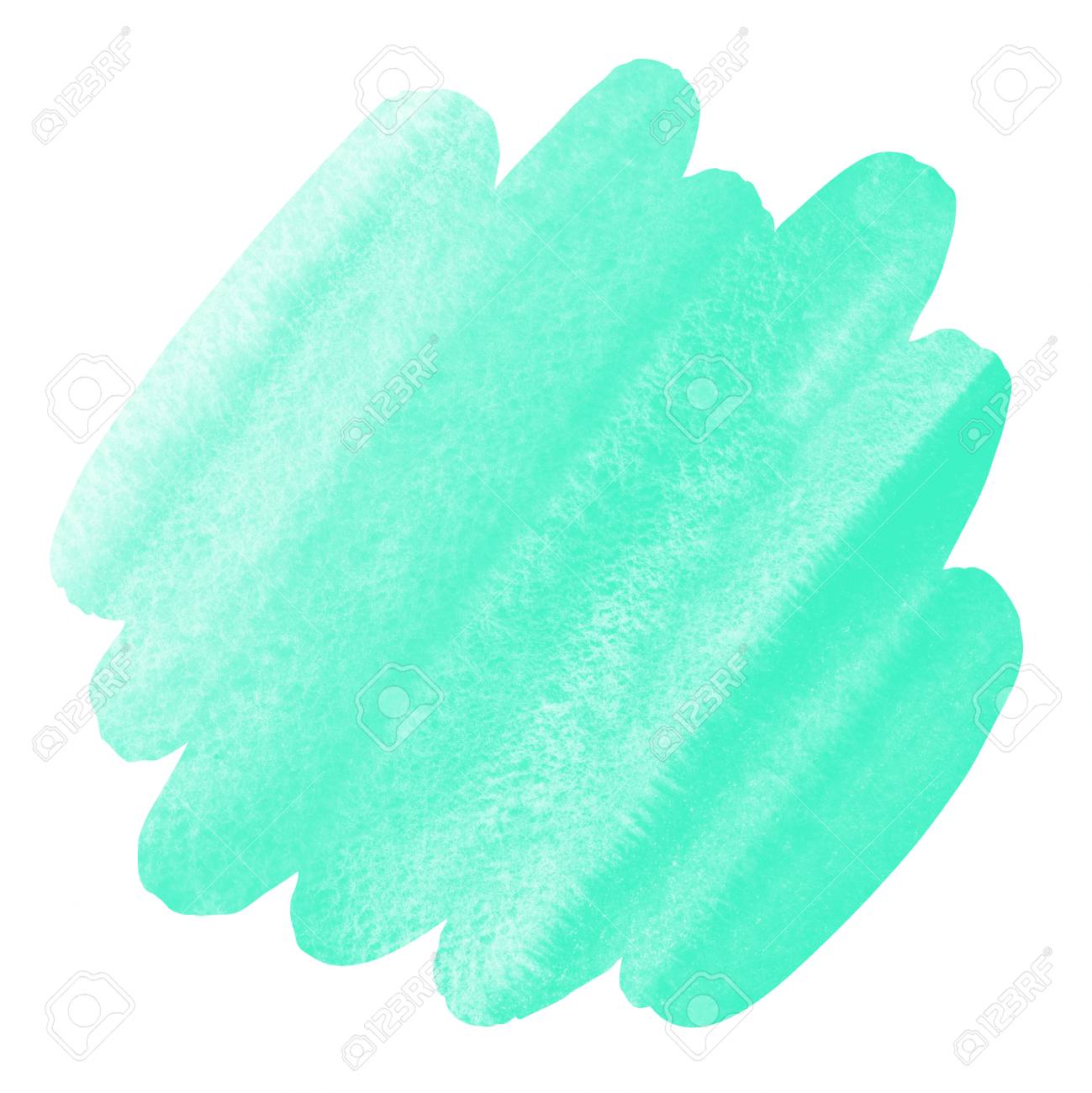 Mint Green Watercolor Hand Drawn Background With Uneven Edges