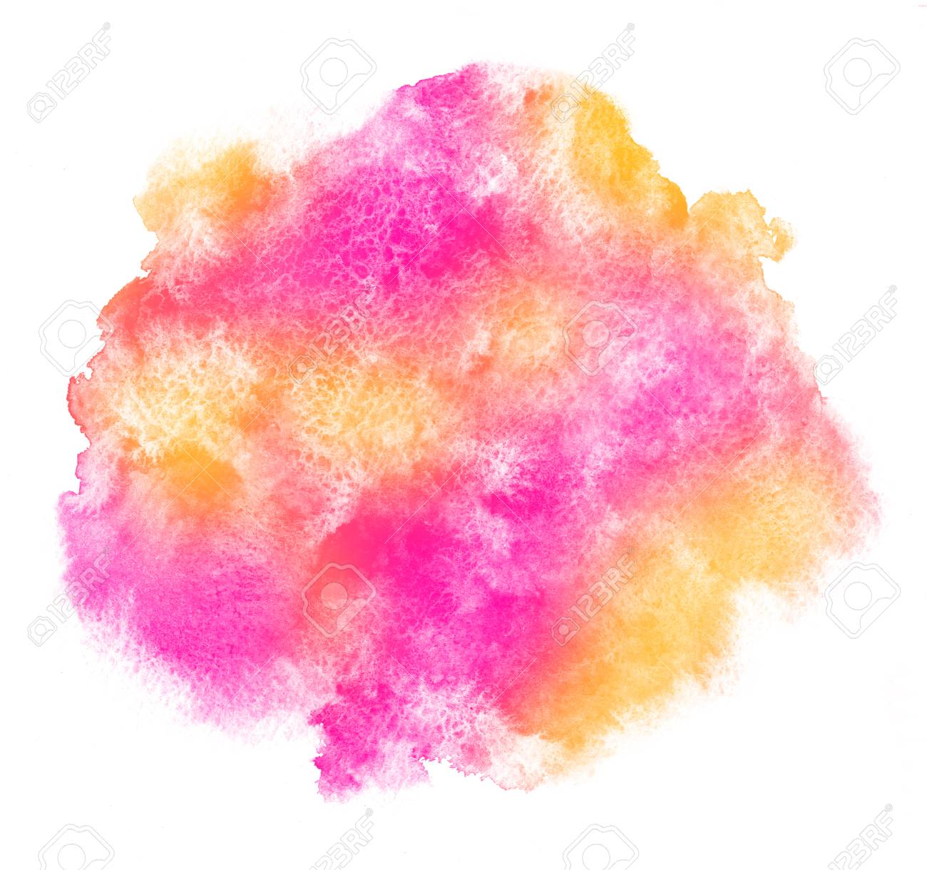 bright watercolor stains background pink yellow and orange stock pinkyellow