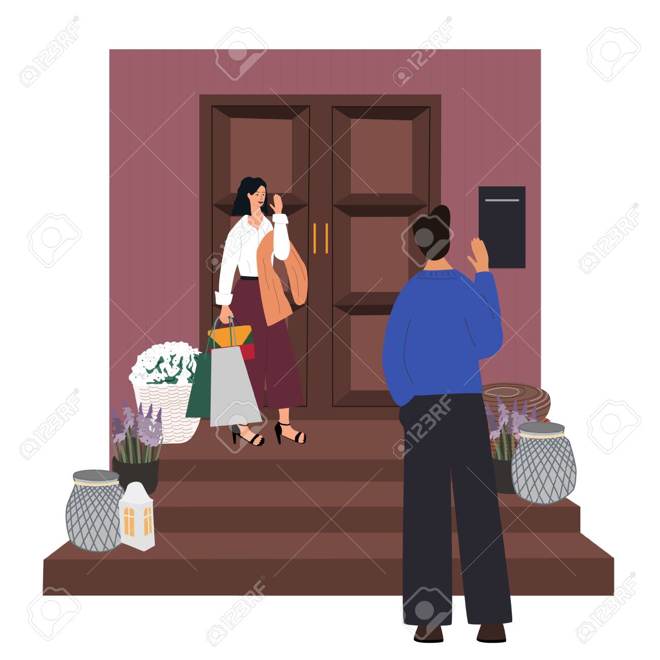 かわいいカップルはさよならを言い 女性の家で手を振る 男性と女性はデートの後に出発 したくありません ロマンチックなカップルの別れ 毎日のルーチン フラット漫画のベクトルのイラスト のイラスト素材 ベクタ Image かわいいカップルはさよならを言い 女性の家で手を振る 男性と女性はデートの後に出発 したくありません ロマンチックなカップルの別れ 毎日のルーチン フラット漫画のベクトルのイラスト のイラスト素材 ベクタ Image