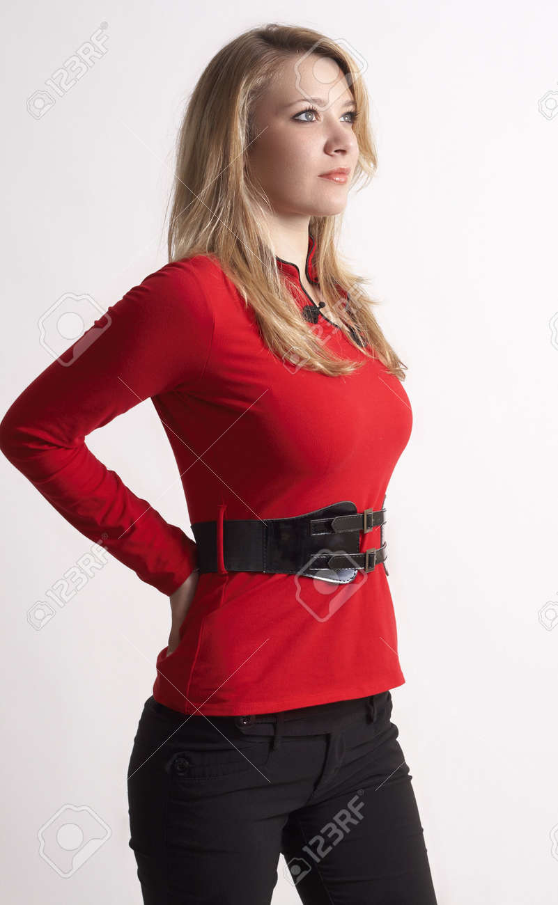 Woman wearing belt Clearance