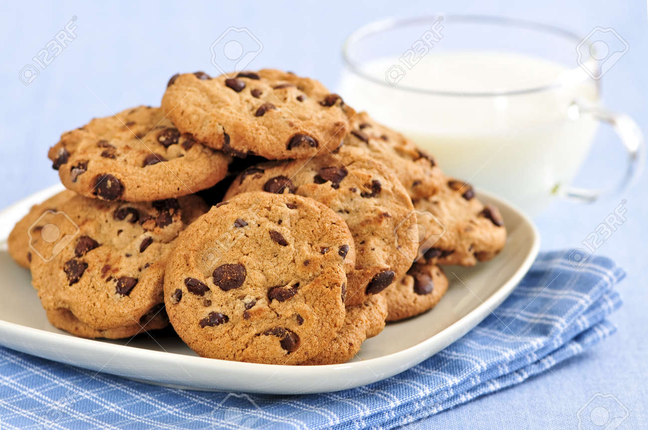 New York 1900 4343751-Plato-de-galletas-de-chocolate-con-leche-de-Foto-de-archivo