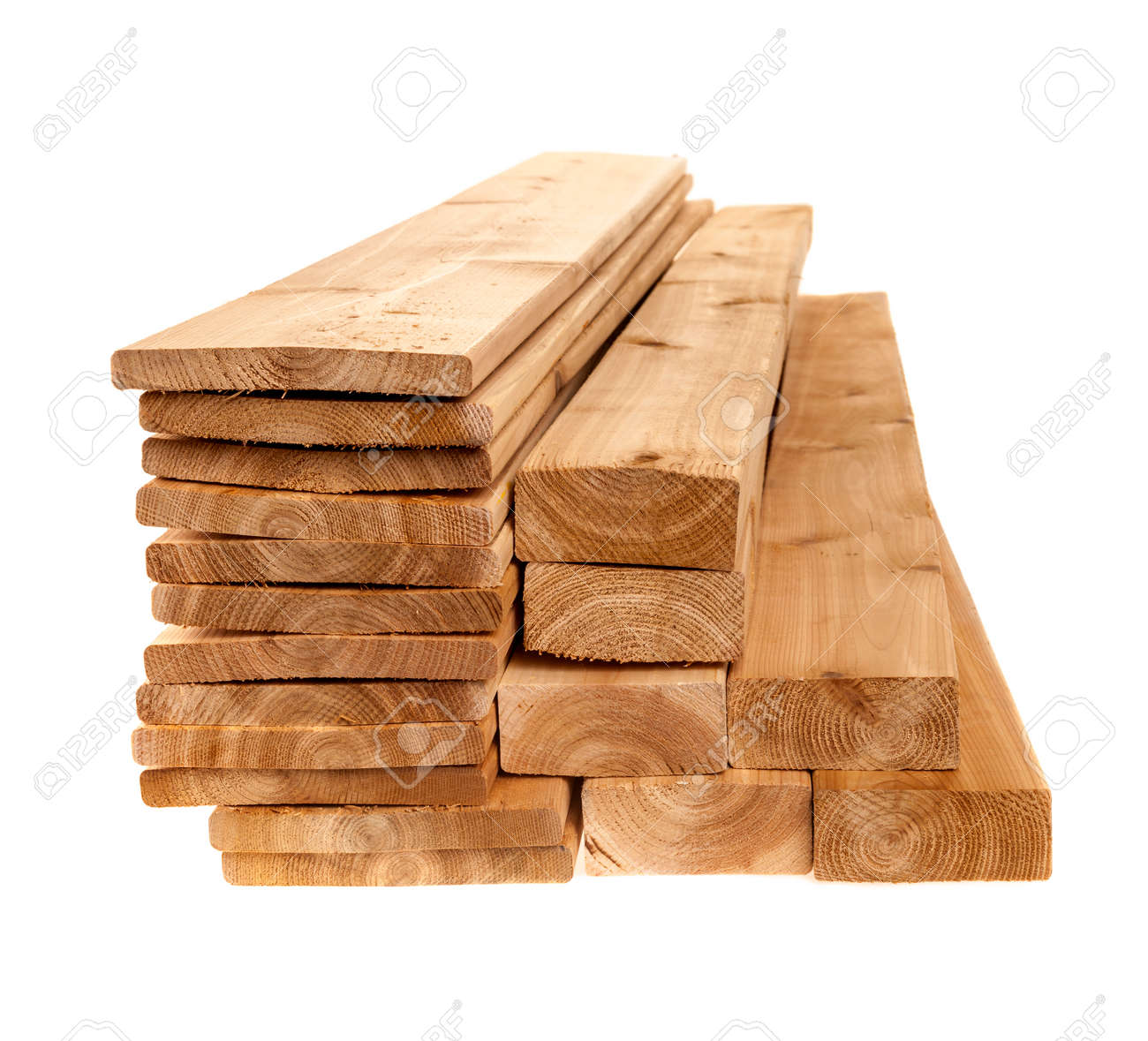 Various sizes of wooden cedar boards isolated on white background - 29611425 Various sizes of wooden cedar boards isolated on white background - 29611425