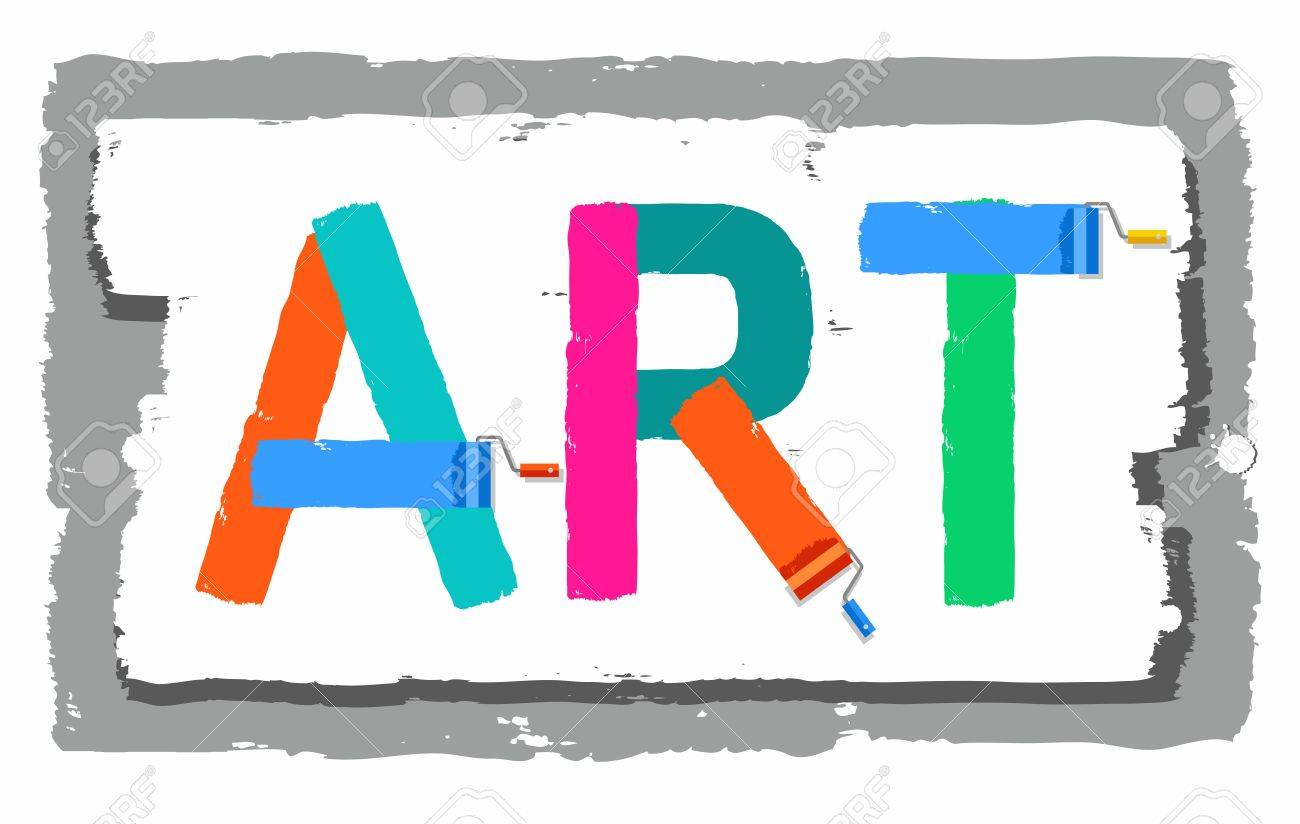 Art Font Composition Color Written By A Paint Roller Vector