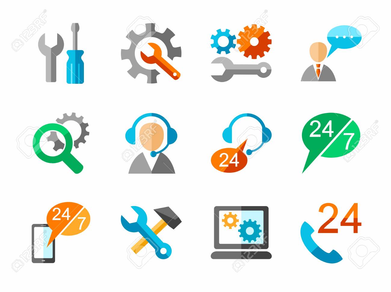 Suporte Tecnico E Reparacao Icones Coloridos Planas Icones Do Vetor De Ferramentas Para Reparacao E Manutencao De Equipamentos Eletronicos Imagens Coloridas Planas Sobre Um Fundo Branco Ilustraciones Vectoriales Clip Art Vectorizado Libre