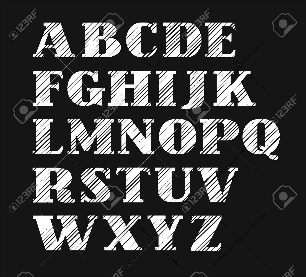 英語フォント がり対角ハッチング 白 黒の背景 ベクトルします 英語のアルファベット セリフ付きの英大文字 のイラスト素材 ベクタ Image