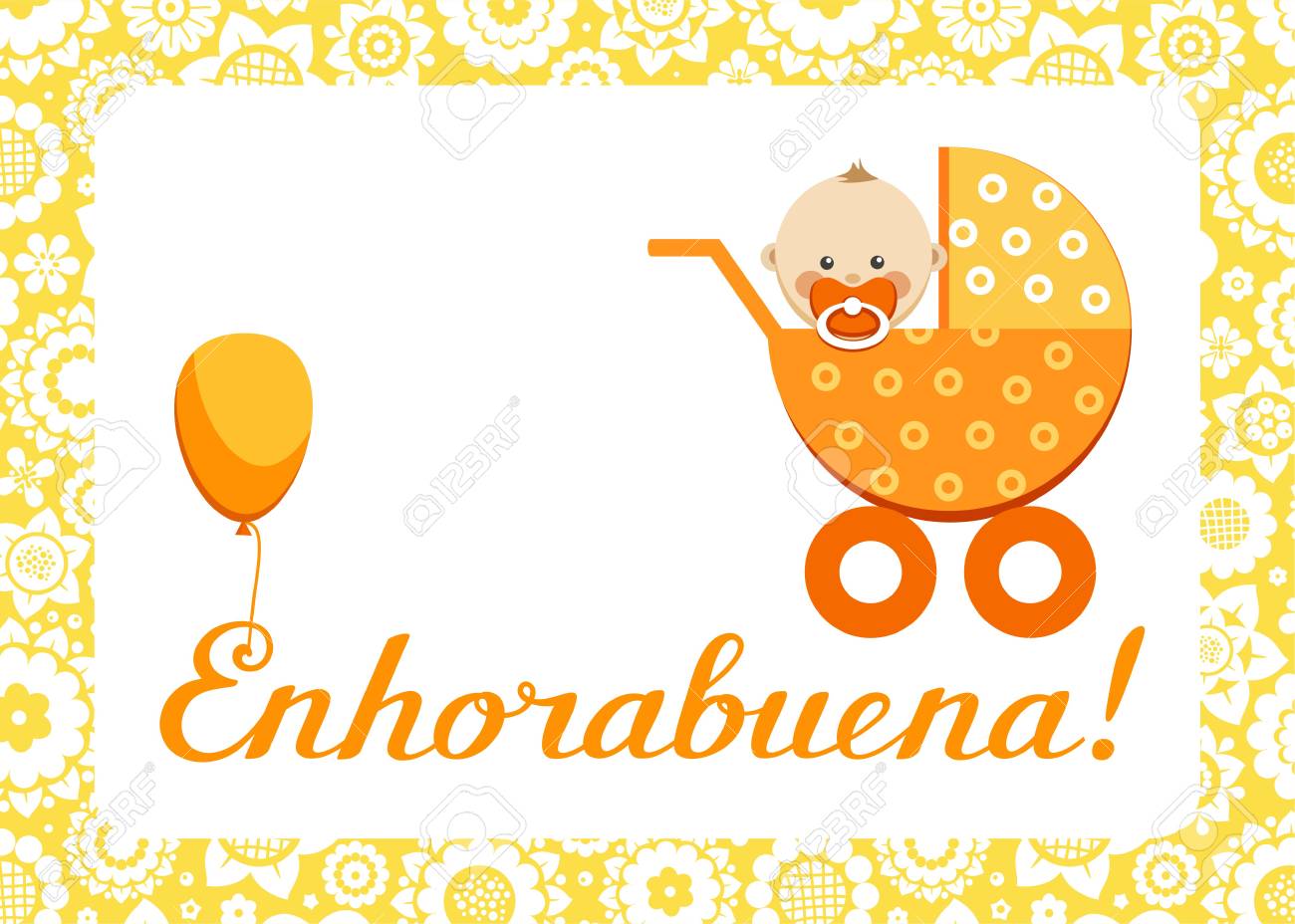 congratulations new baby greeting card spanish vector in congratulations on a new baby