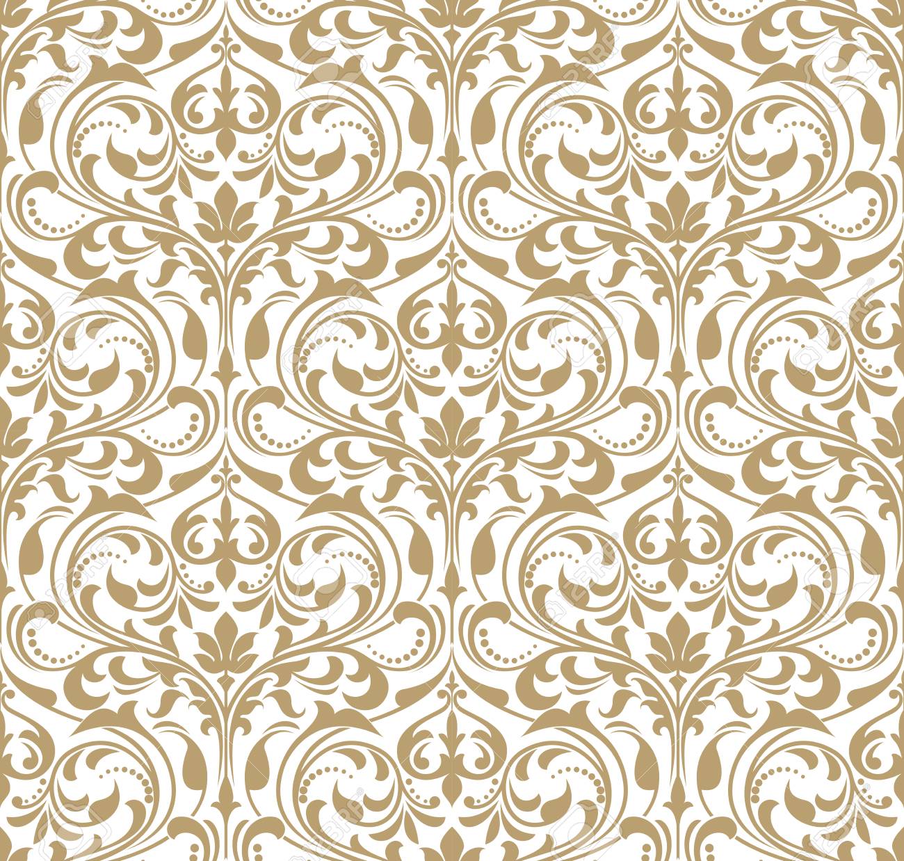 Floral pattern for Wallpaper baroque, damask seamless vector background in gold and white ornament. - 95251473 Floral pattern for Wallpaper baroque, damask seamless vector background in gold and white ornament. - 95251473