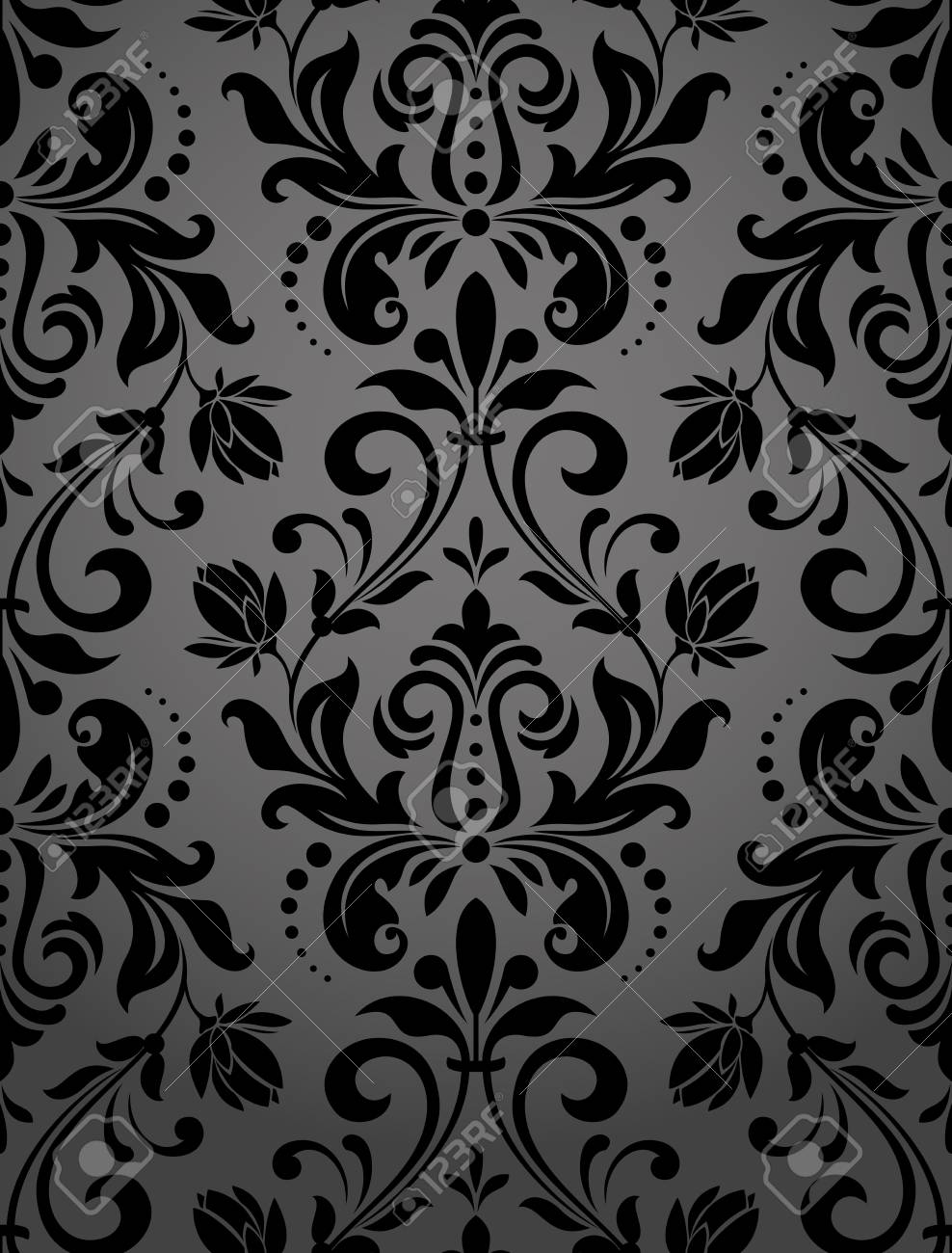 Floral pattern. Wallpaper baroque, damask. Seamless vector background. Black ornament - 97574792 Floral pattern. Wallpaper baroque, damask. Seamless vector background. Black ornament - 97574792