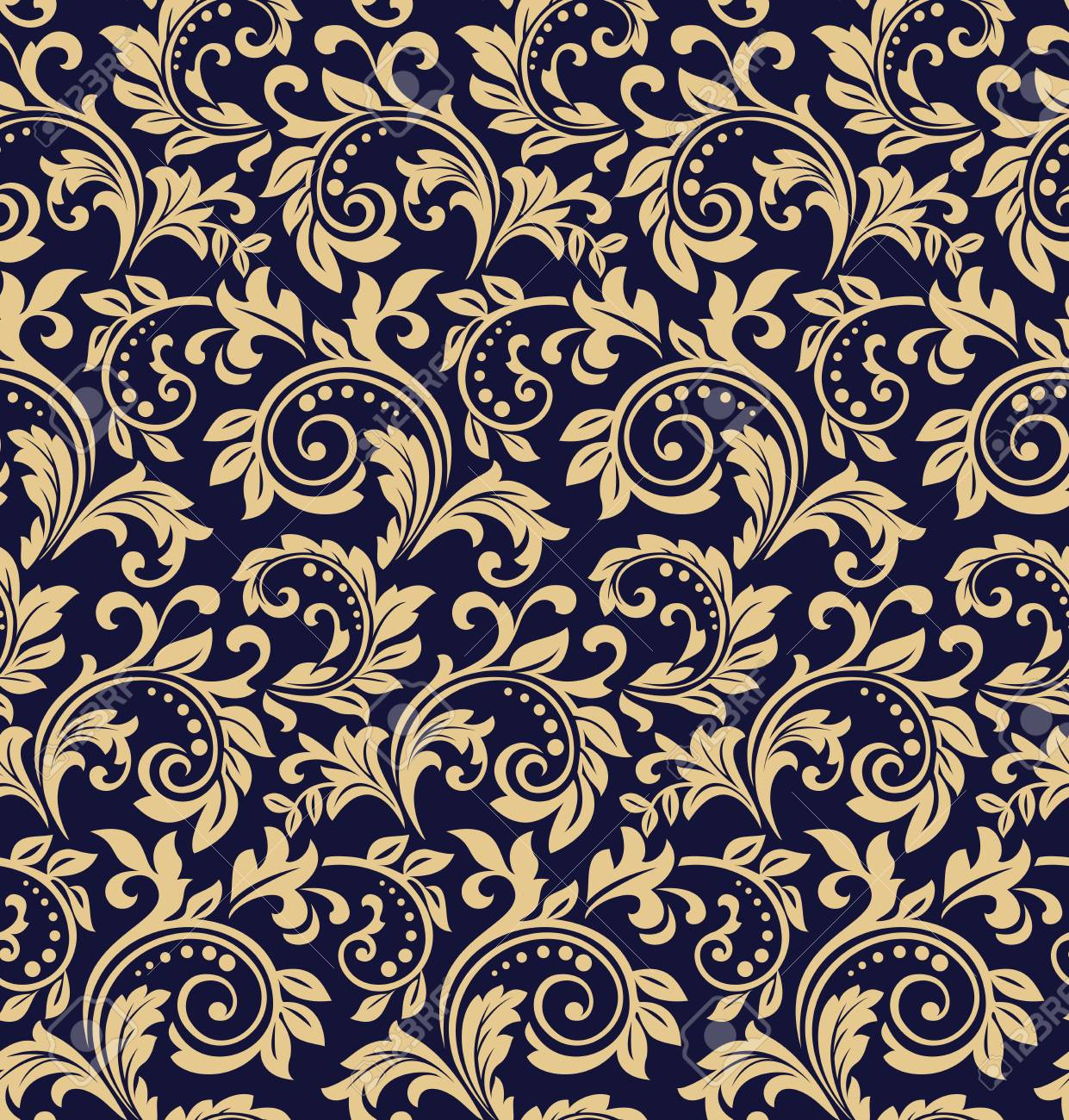 Wallpaper in the style of Baroque. Seamless vector background. Dark blue and gold floral ornament. Graphic pattern for fabric, wallpaper, packaging. Ornate Damask flower ornament - 103477617 Wallpaper in the style of Baroque. Seamless vector background. Dark blue and gold floral ornament. Graphic pattern for fabric, wallpaper, packaging. Ornate Damask flower ornament - 103477617