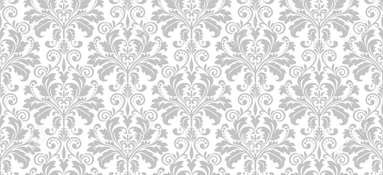 Floral Pattern. Vintage Wallpaper In The Baroque Style. Seamless  Background. White And Grey Ornament For Fabric, Wallpaper, Packaging.  Ornate Damask Flower Ornament. Stock Photo, Picture And Royalty Free Image.  Image 123156209.