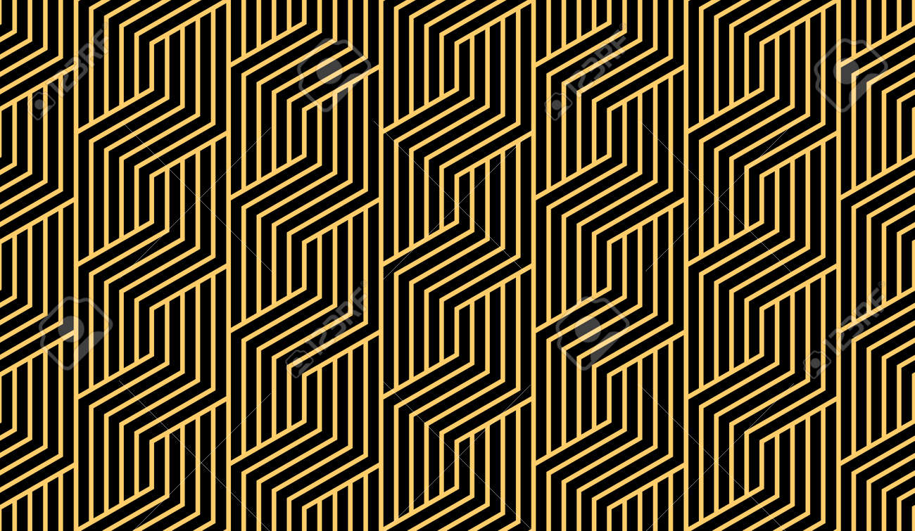 Abstract geometric pattern with stripes, lines. Seamless vector background. Gold and black ornament. Simple lattice graphic design - 169842896 Abstract geometric pattern with stripes, lines. Seamless vector background. Gold and black ornament. Simple lattice graphic design - 169842896