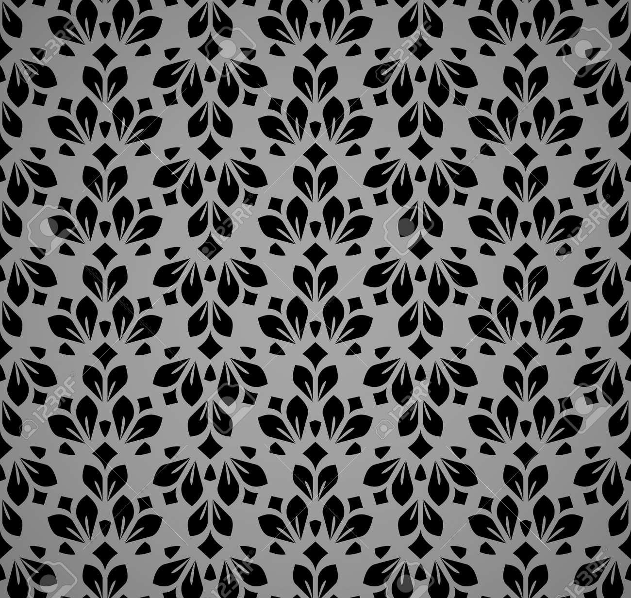 Flower geometric pattern. Seamless vector background. Black and gray ornament - 170173023 Flower geometric pattern. Seamless vector background. Black and gray ornament - 170173023