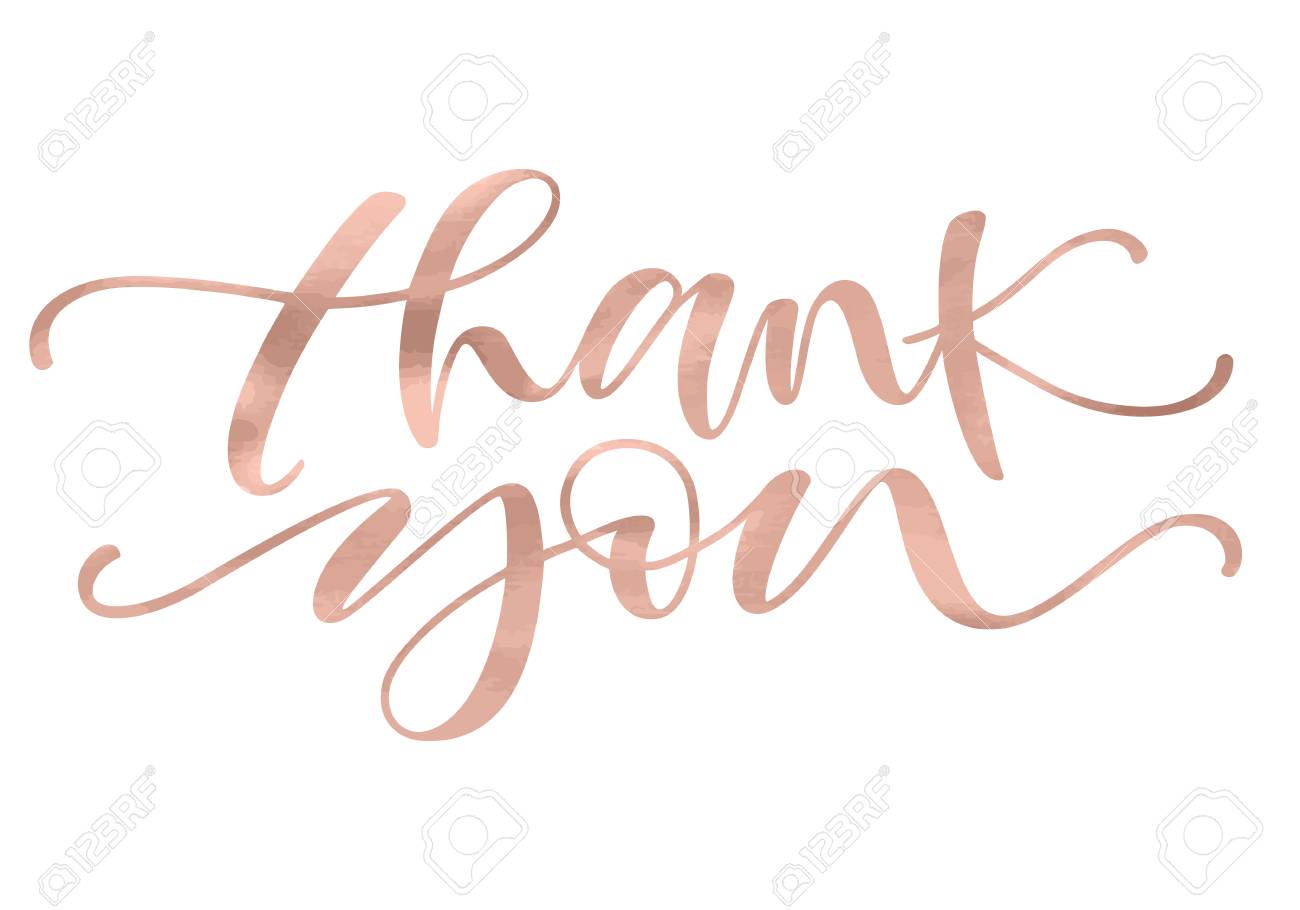 Thank you. Lettering with modern hand writing calligraphic with golden rose trendy color. Vector illustration. This concept design for thank you card, banner or advertising - 91163781 Thank you. Lettering with modern hand writing calligraphic with golden rose trendy color. Vector illustration. This concept design for thank you card, banner or advertising - 91163781