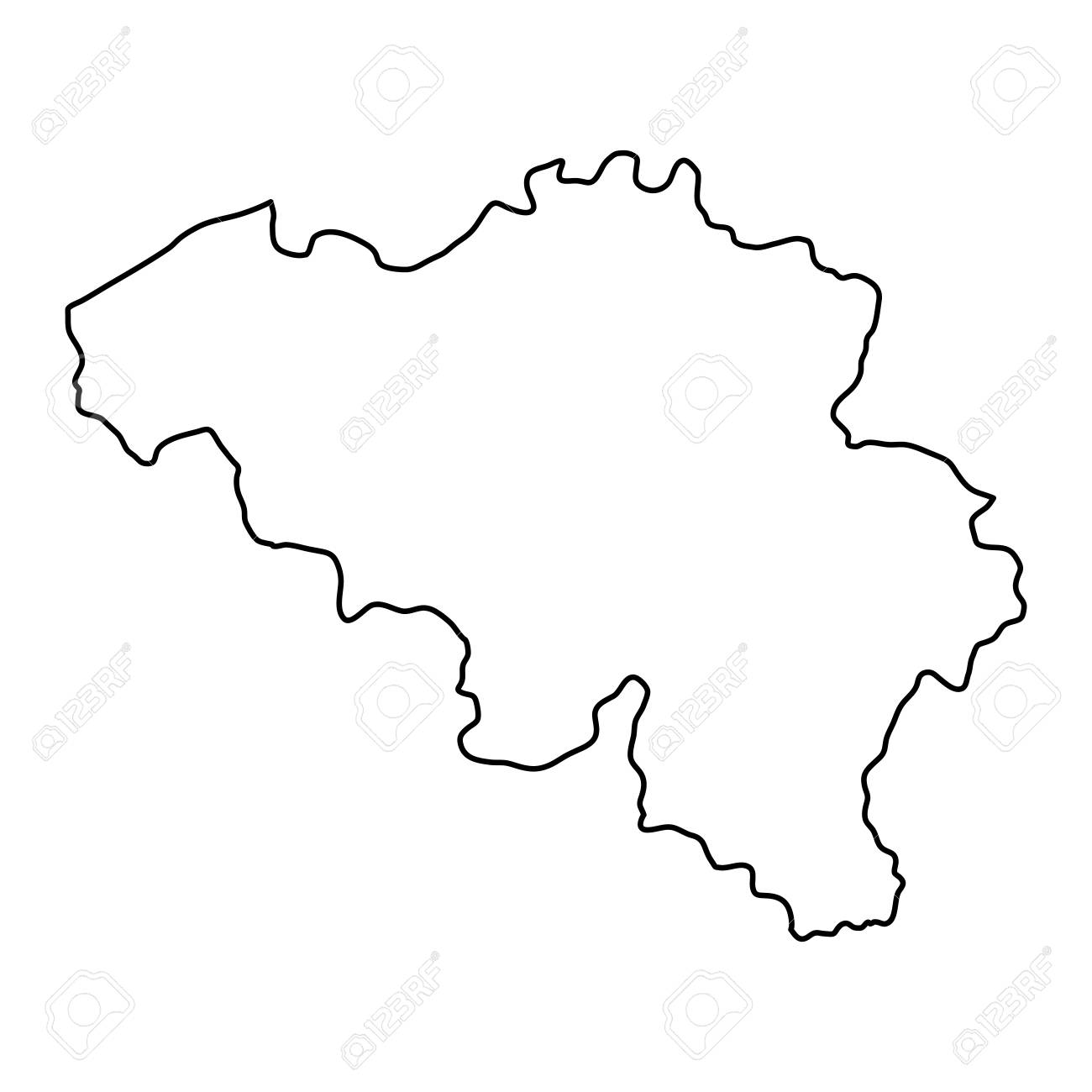 ベクトル図の黒の輪郭曲線のベルギー地図のイラスト素材 ベクタ Image