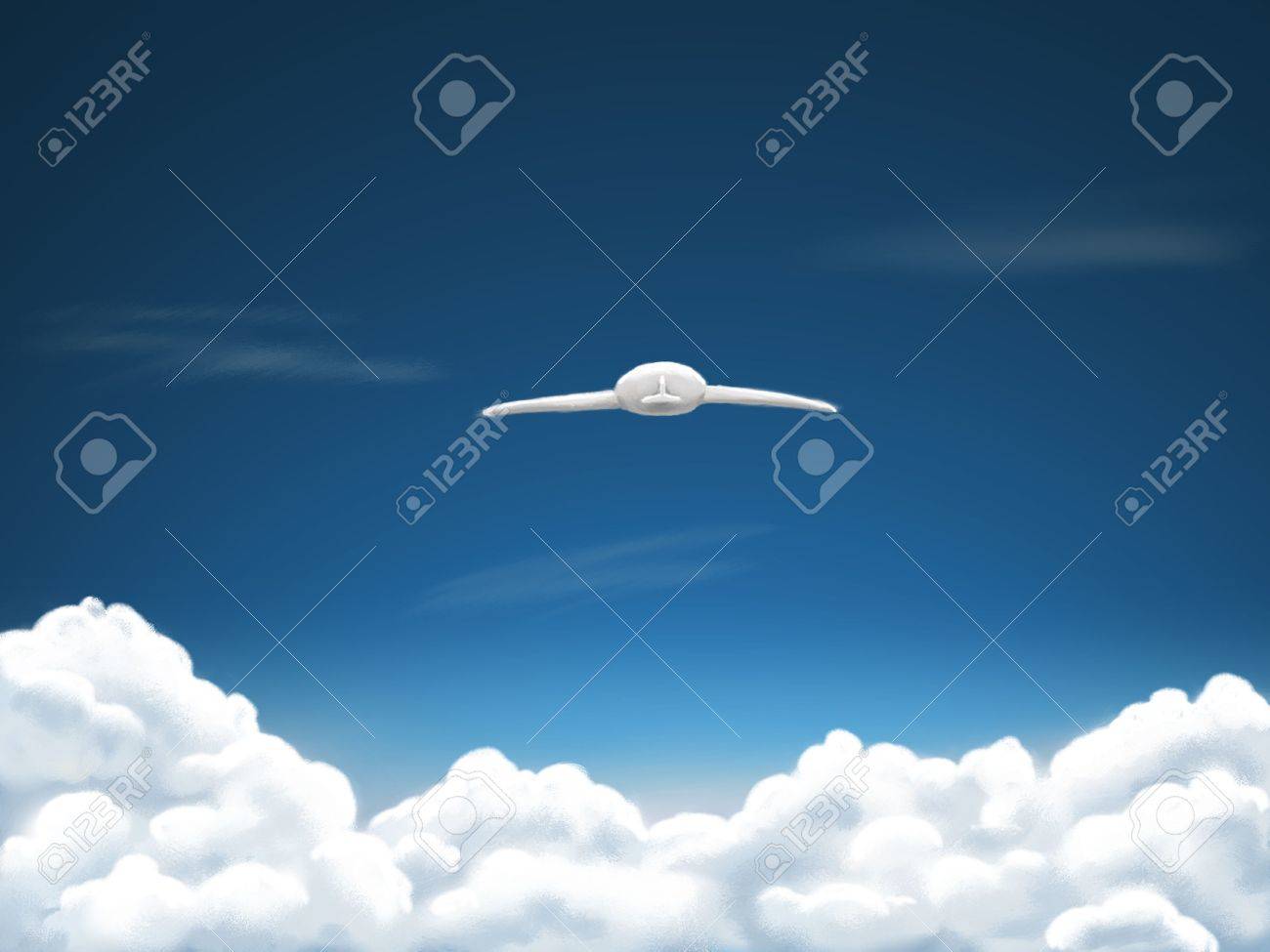 雲の上の青い空に白い漫画飛行機のイラスト の写真素材 画像素材 Image 雲の上の青い空に白い漫画飛行機のイラスト の写真素材 画像素材 Image