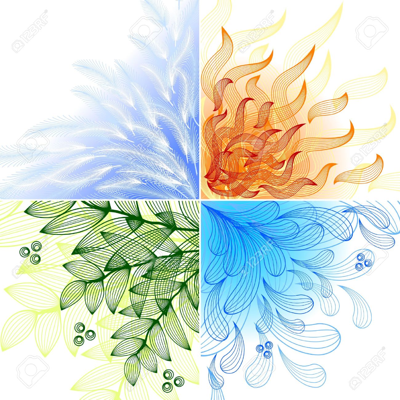 4 Elements. Set Of Four Beautiful Backgrounds Royalty Free SVG, Cliparts,  Vectors, and Stock Illustration. Image 13354057., image size:1300x1300
