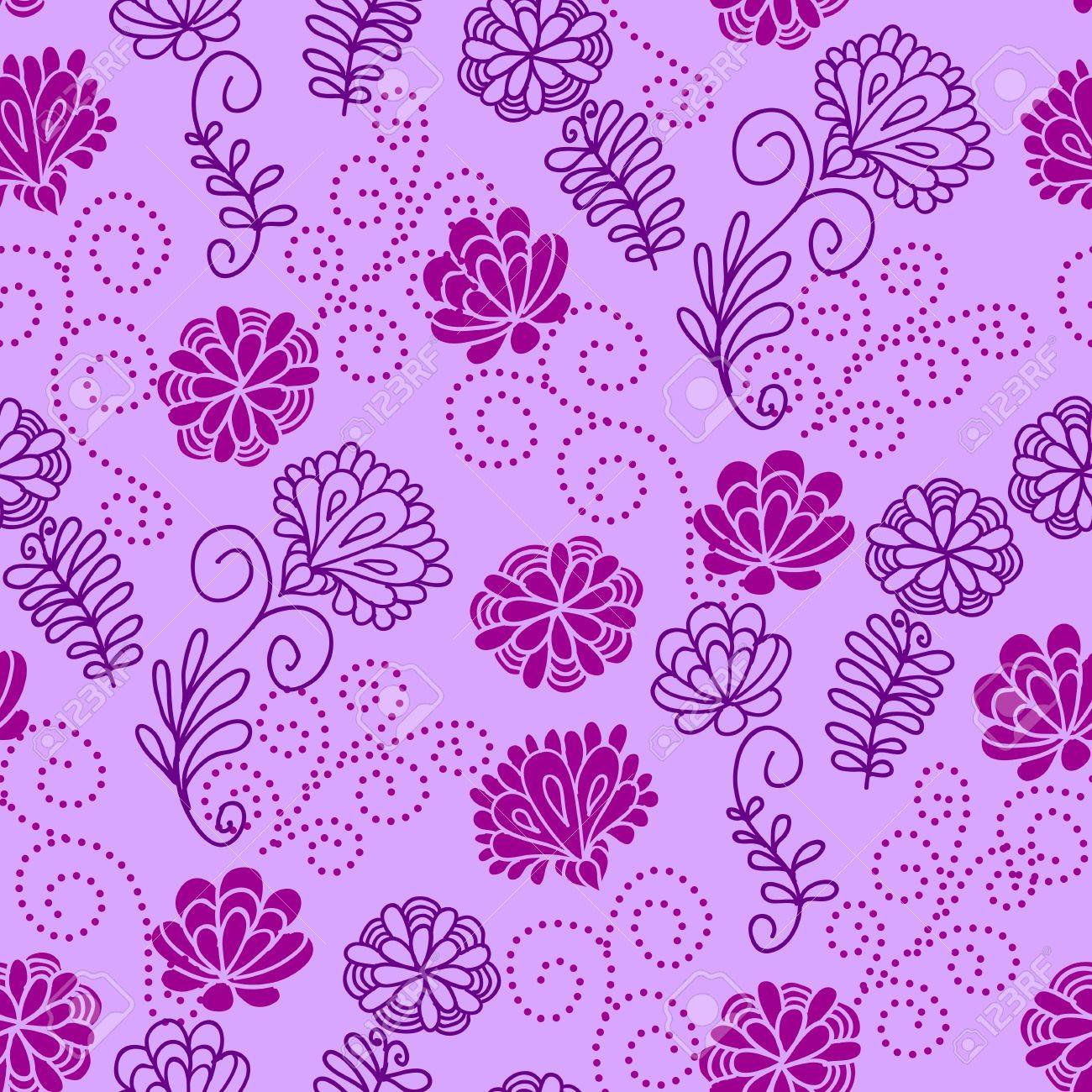 かわいい紫色の花とのシームレスな花柄 のイラスト素材 ベクタ Image