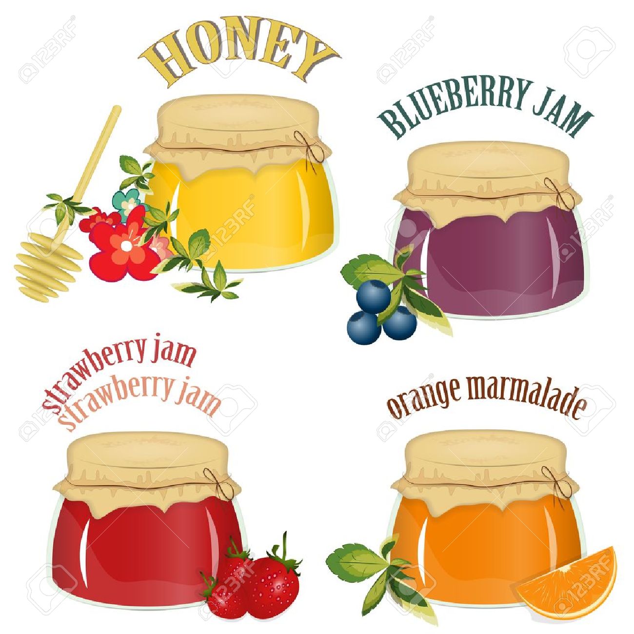 ジャム ハチミツ ベクトル イラスト 白い背景で隔離の Jar ファイル のイラスト素材 ベクタ Image