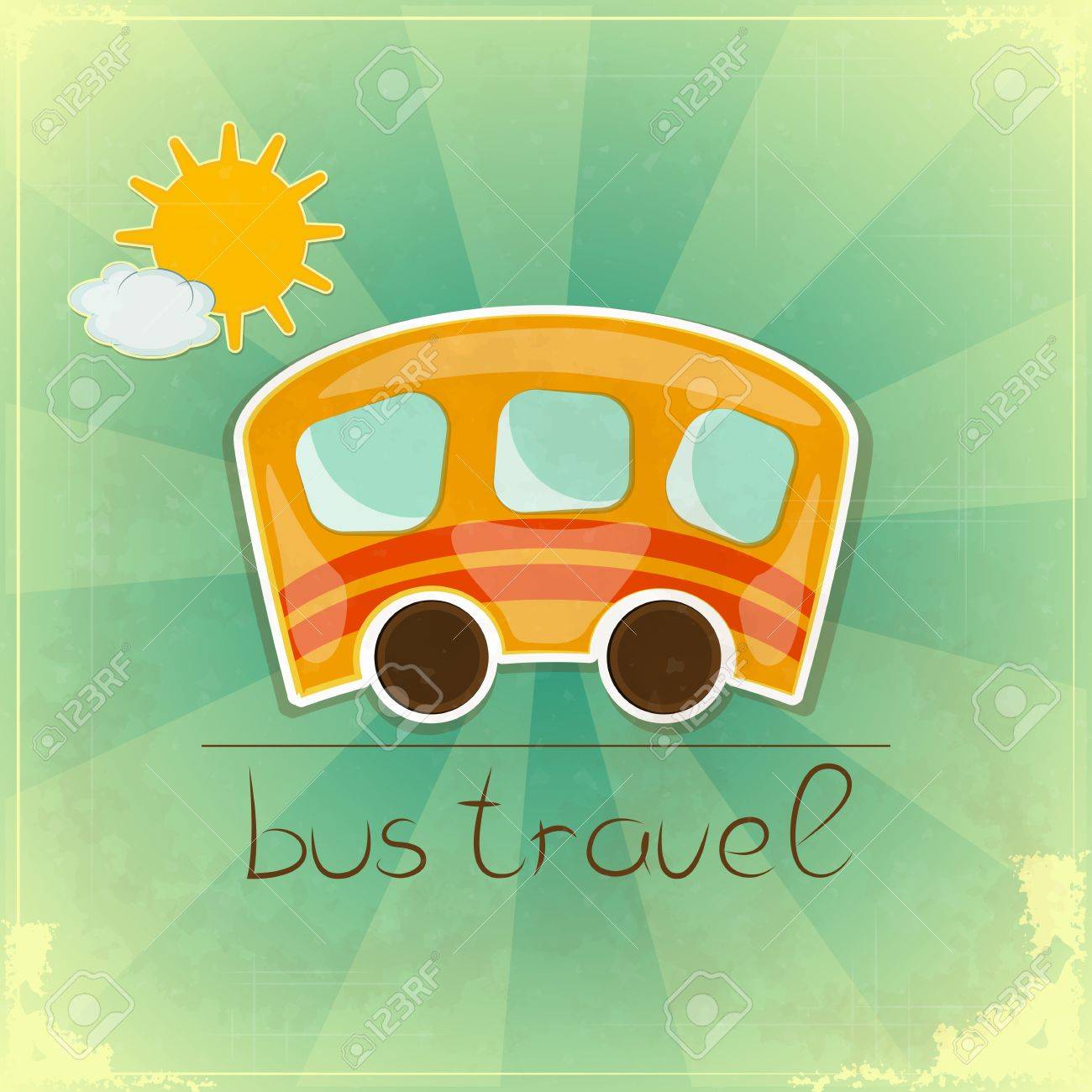 手でレトロなスタイルで楽しい旅行のバス カード描画テキスト バス旅行のイラスト素材 ベクタ Image 手でレトロなスタイルで楽しい旅行のバス カード描画テキスト バス旅行のイラスト素材 ベクタ Image