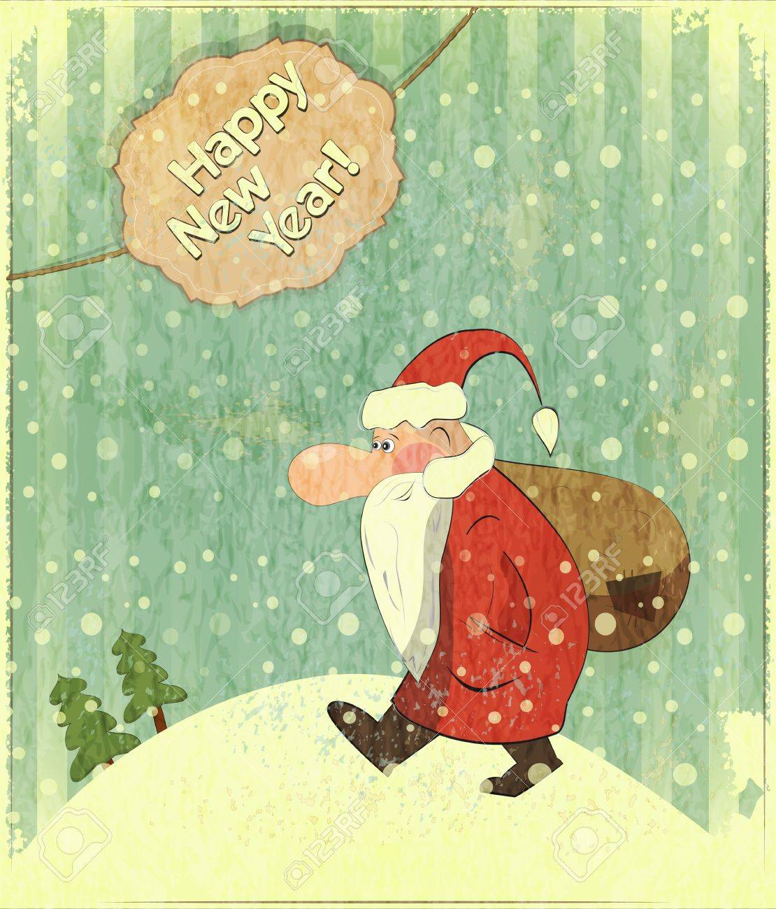 christmas cards with santa and text happy new year new year postcard in retro style - Santa Christmas Cards christmas cards with santa and text happy new year new year postcard in retro style - Santa Christmas Cards