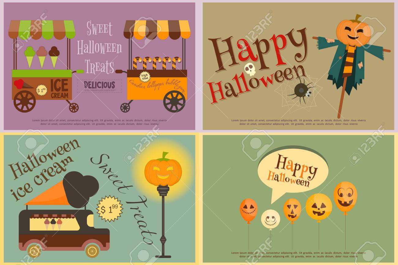 Download Halloween Sweet Treats Ice Cream And Lollipop Street Food Royalty Free Cliparts Vectors And Stock Illustration Image 64017357