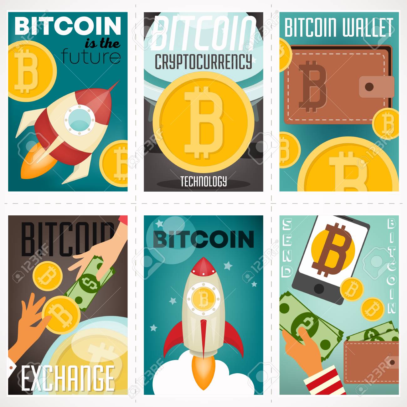 Posters Set Of Cryptocurrency Technology - Bitcoin Exchange, Bitcoin  Mining, Mobile Wallet. Royalty Free SVG, Cliparts, Vectors, and Stock  Illustration. Image 93720172.