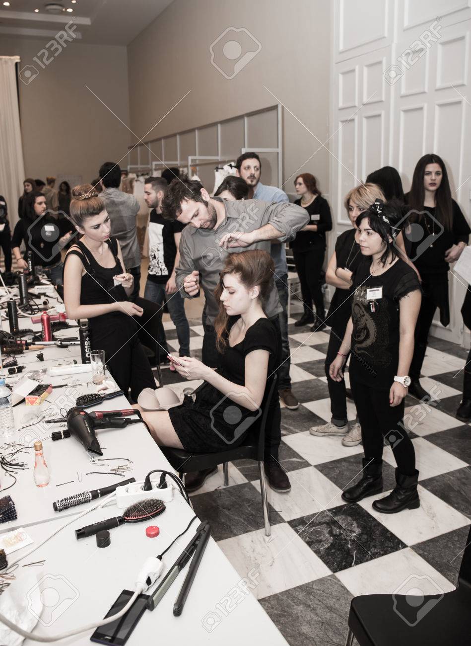 Make up, Nackstage, Fashion show, Zappion, Athens, Greece, 11 January 2015 - 35730027 Make up, Nackstage, Fashion show, Zappion, Athens, Greece, 11 January 2015 - 35730027