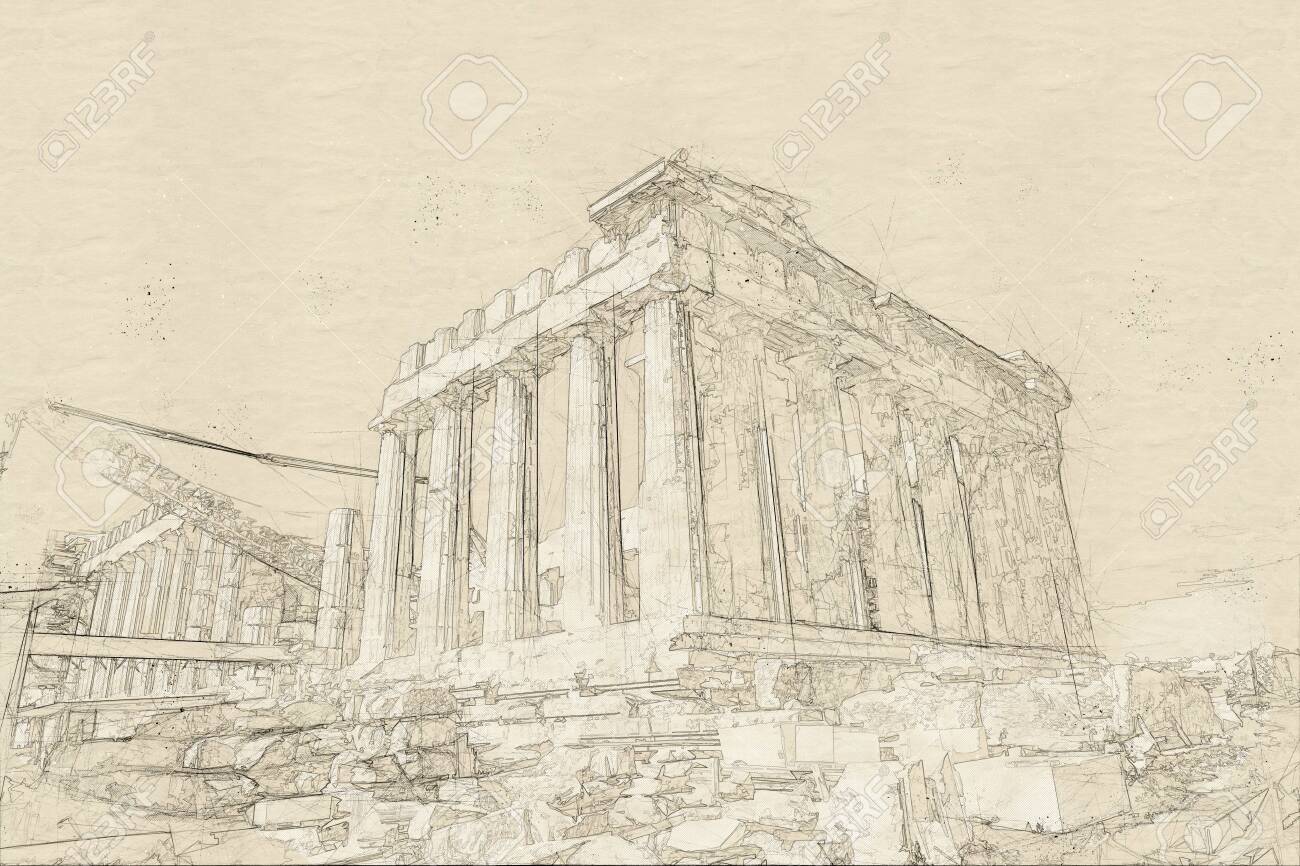 Architectural Stencil Drawings By Massimiliano - Athens Acropolis. Greece. # Athens #greece #acropolis #drawing | Facebook