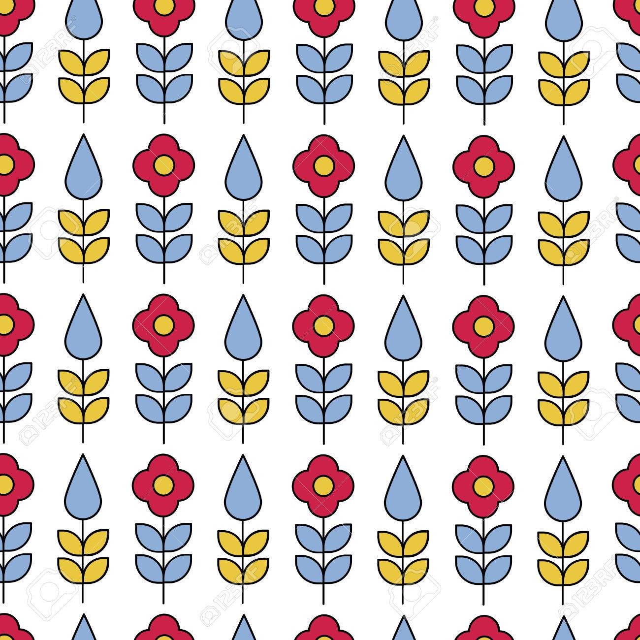 Diseno Sin Costuras Escandinavo Concepto De Color Floral Simple Ilustraciones Svg Vectoriales Clip Art Vectorizado Libre De Derechos Image